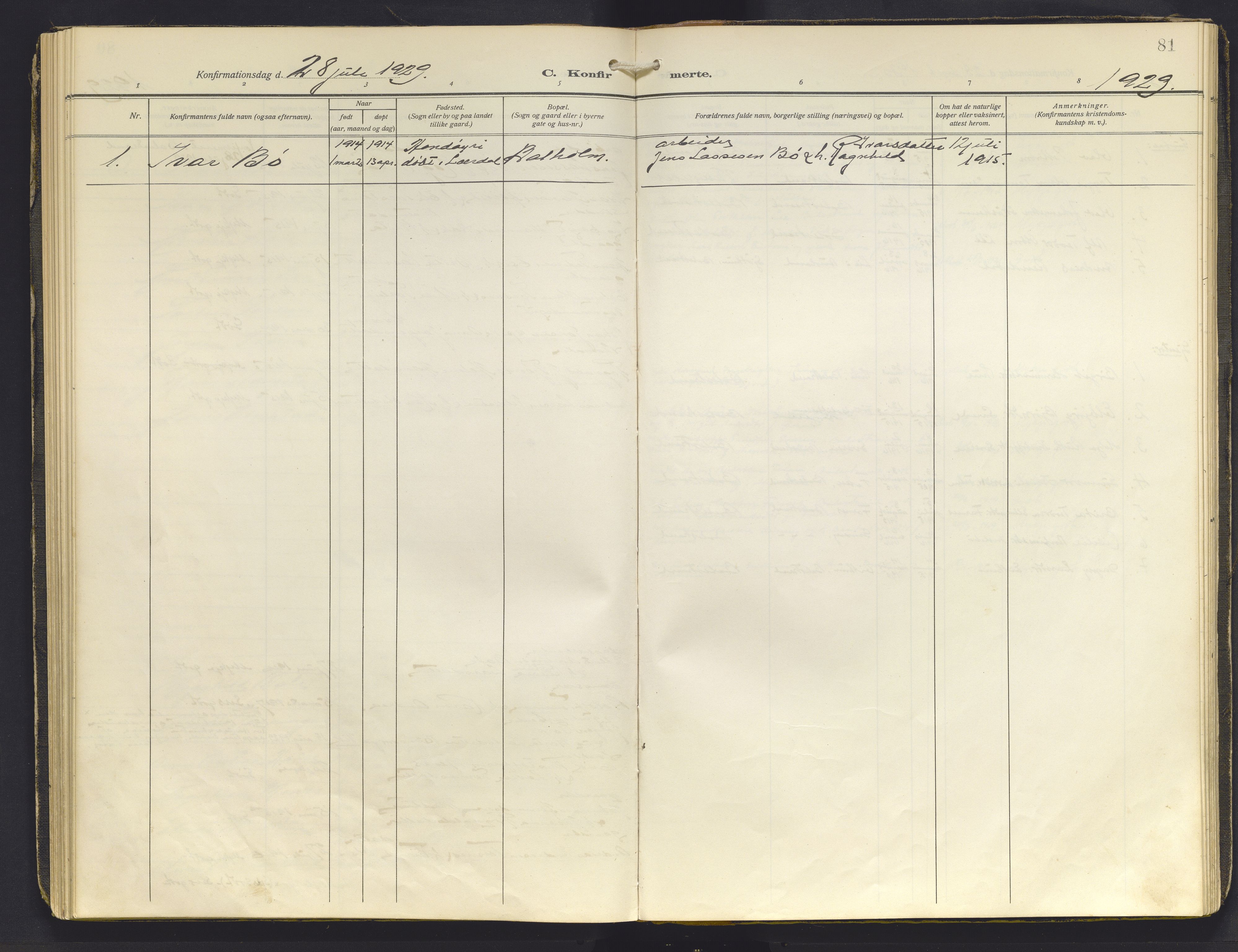 Balestrand sokneprestembete, AV/SAB-A-79601/H/Haa/Haab/L0002: Parish register (official) no. B 2, 1911-1932, p. 81