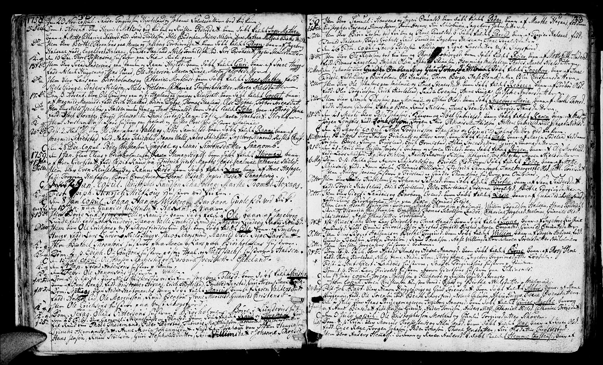 Mandal sokneprestkontor, SAK/1111-0030/F/Fa/Faa/L0003: Parish register (official) no. A 3, 1748-1794, p. 32-33