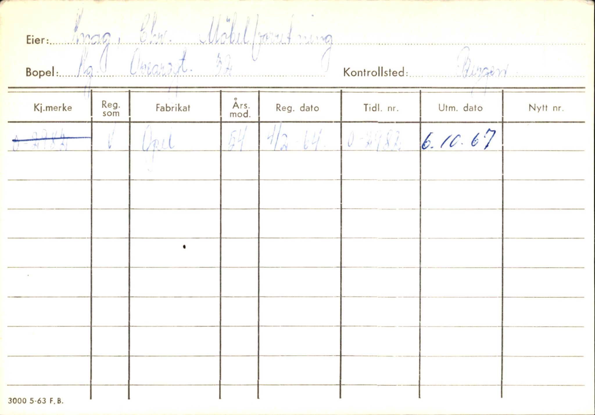 Statens vegvesen, Hordaland vegkontor, AV/SAB-A-5201/2/Hb/L0019: O-eierkort K, 1920-1971, p. 9