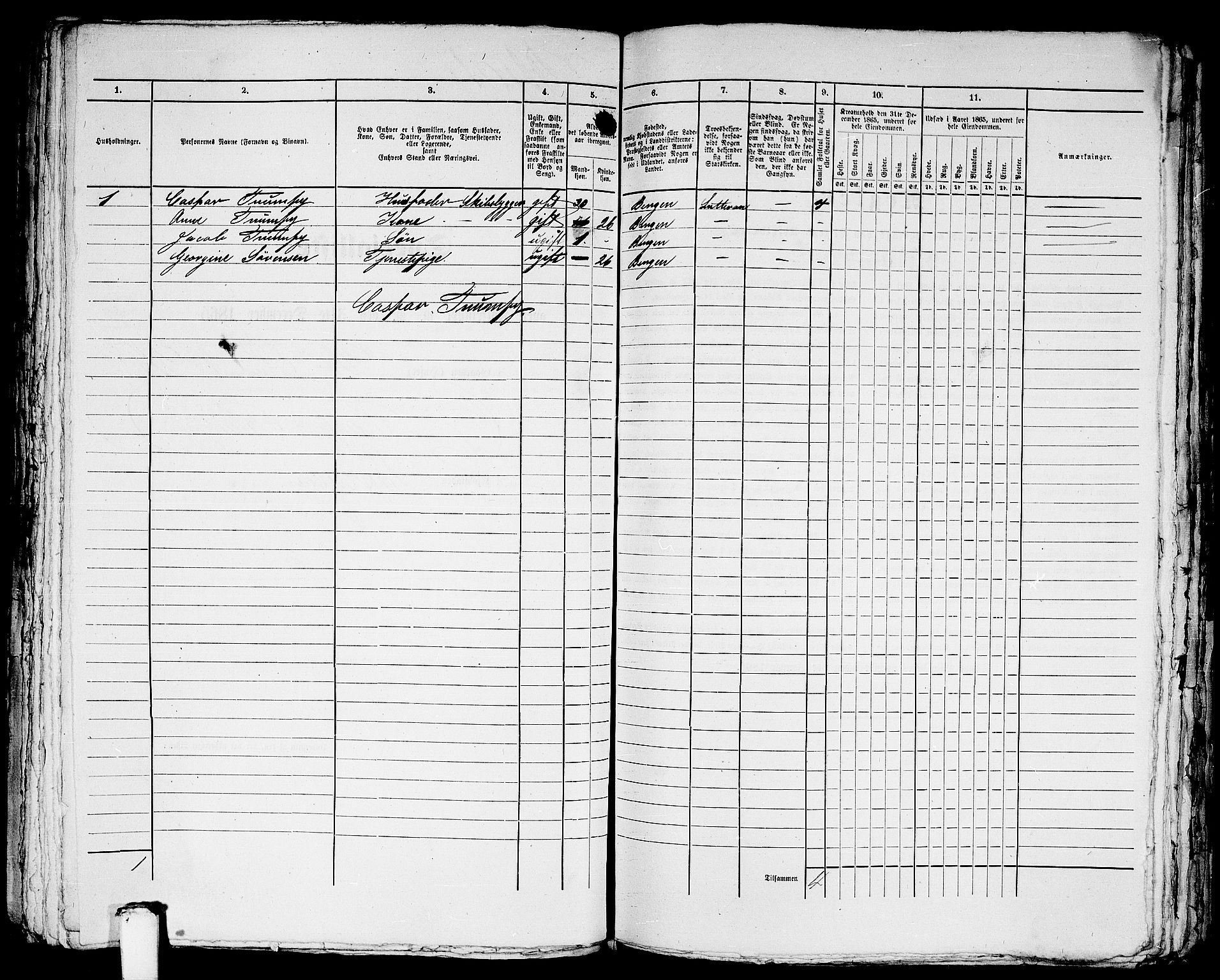 RA, 1865 census for Bergen, 1865, p. 4912