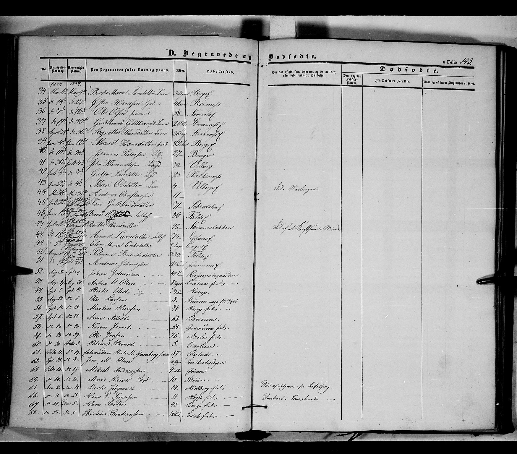 Land prestekontor, SAH/PREST-120/H/Ha/Haa/L0009: Parish register (official) no. 9, 1847-1859, p. 143