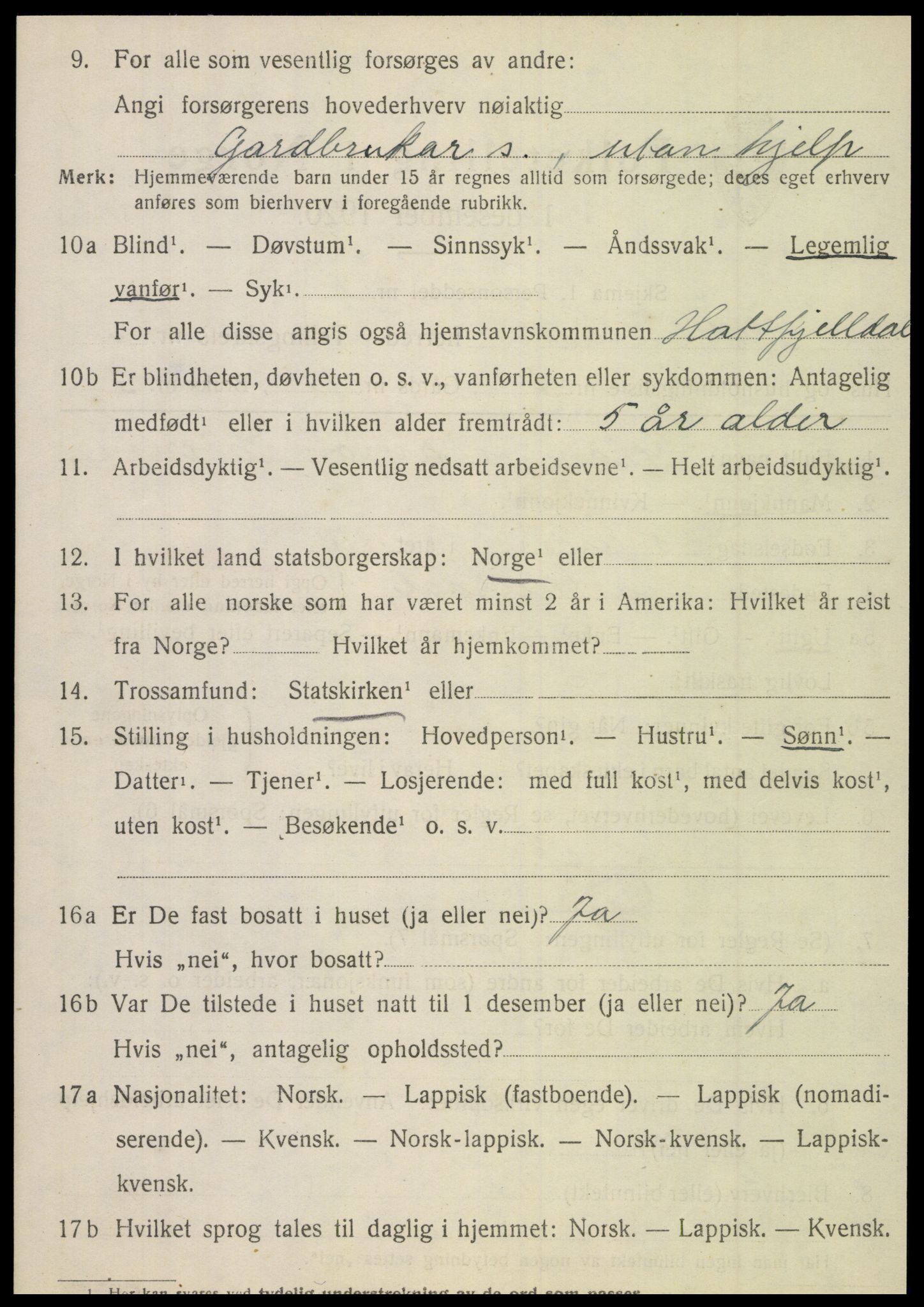 SAT, 1920 census for Hattfjelldal, 1920, p. 1265