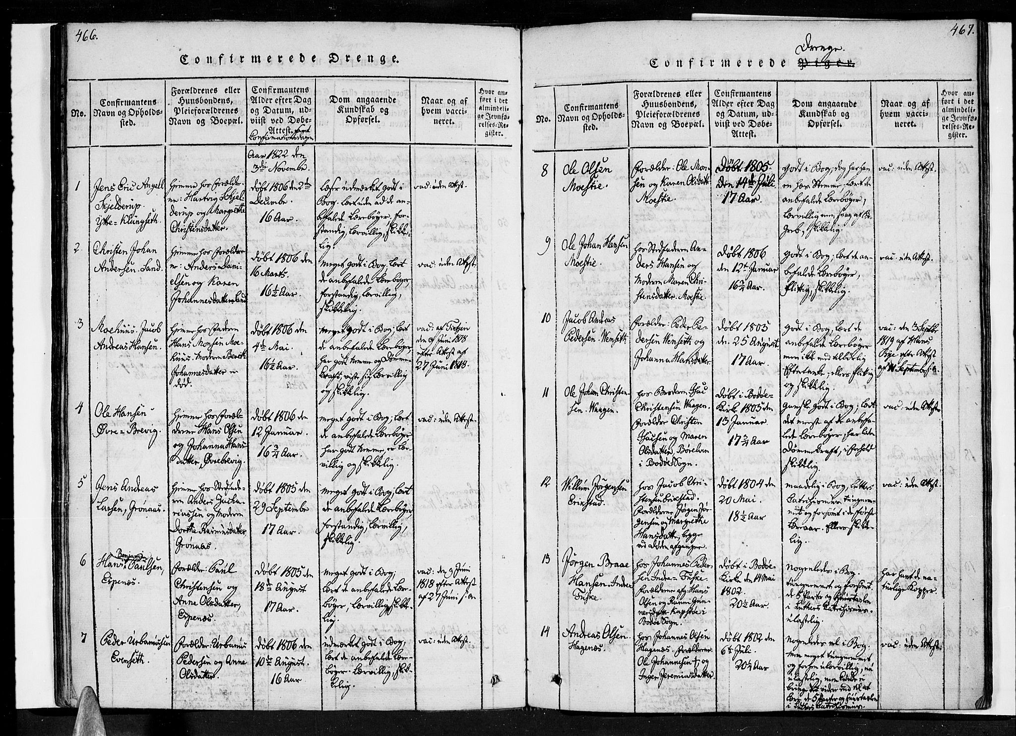 Ministerialprotokoller, klokkerbøker og fødselsregistre - Nordland, SAT/A-1459/852/L0736: Parish register (official) no. 852A06, 1820-1833, p. 466-467