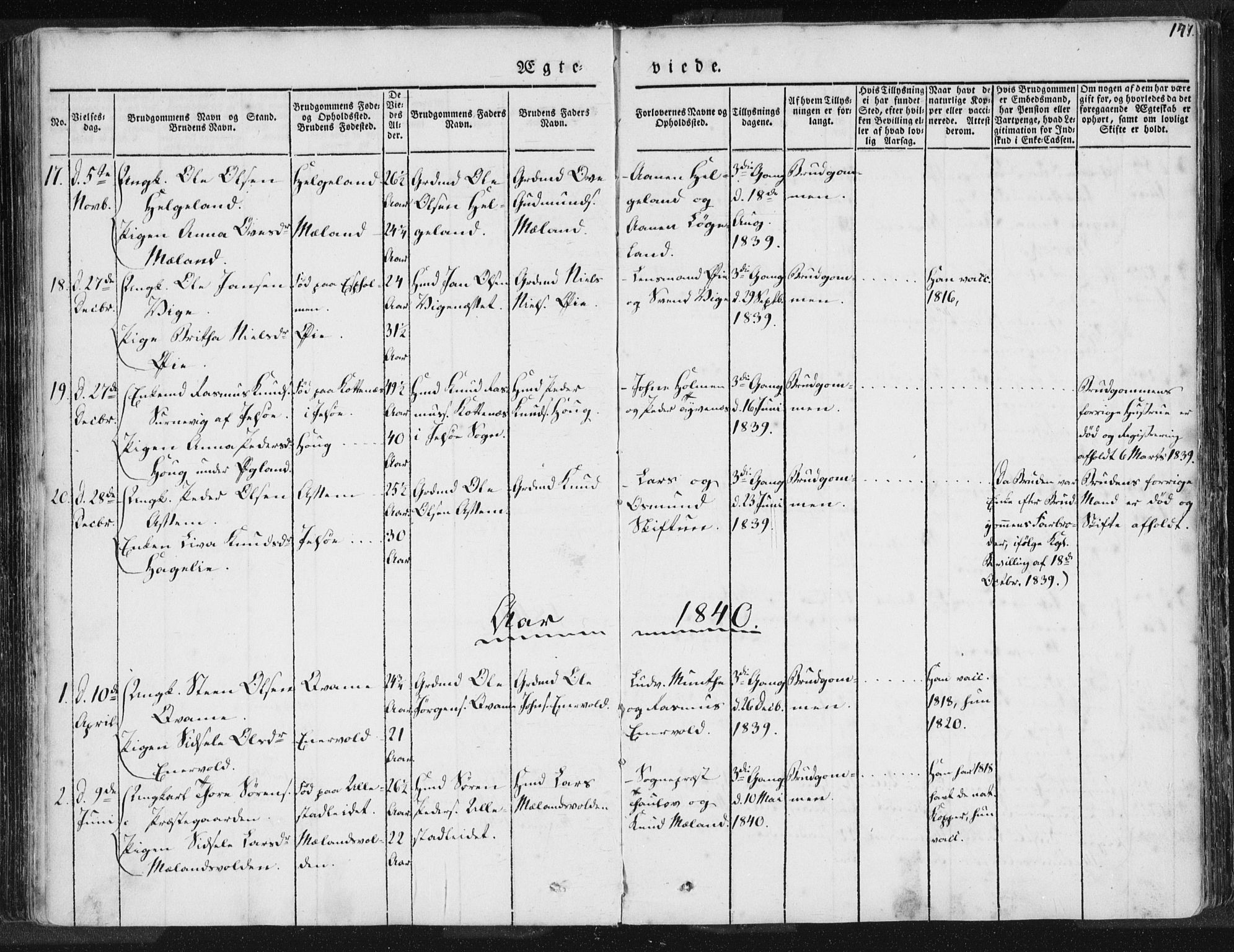 Hjelmeland sokneprestkontor, AV/SAST-A-101843/01/IV/L0006: Parish register (official) no. A 6, 1834-1845, p. 147