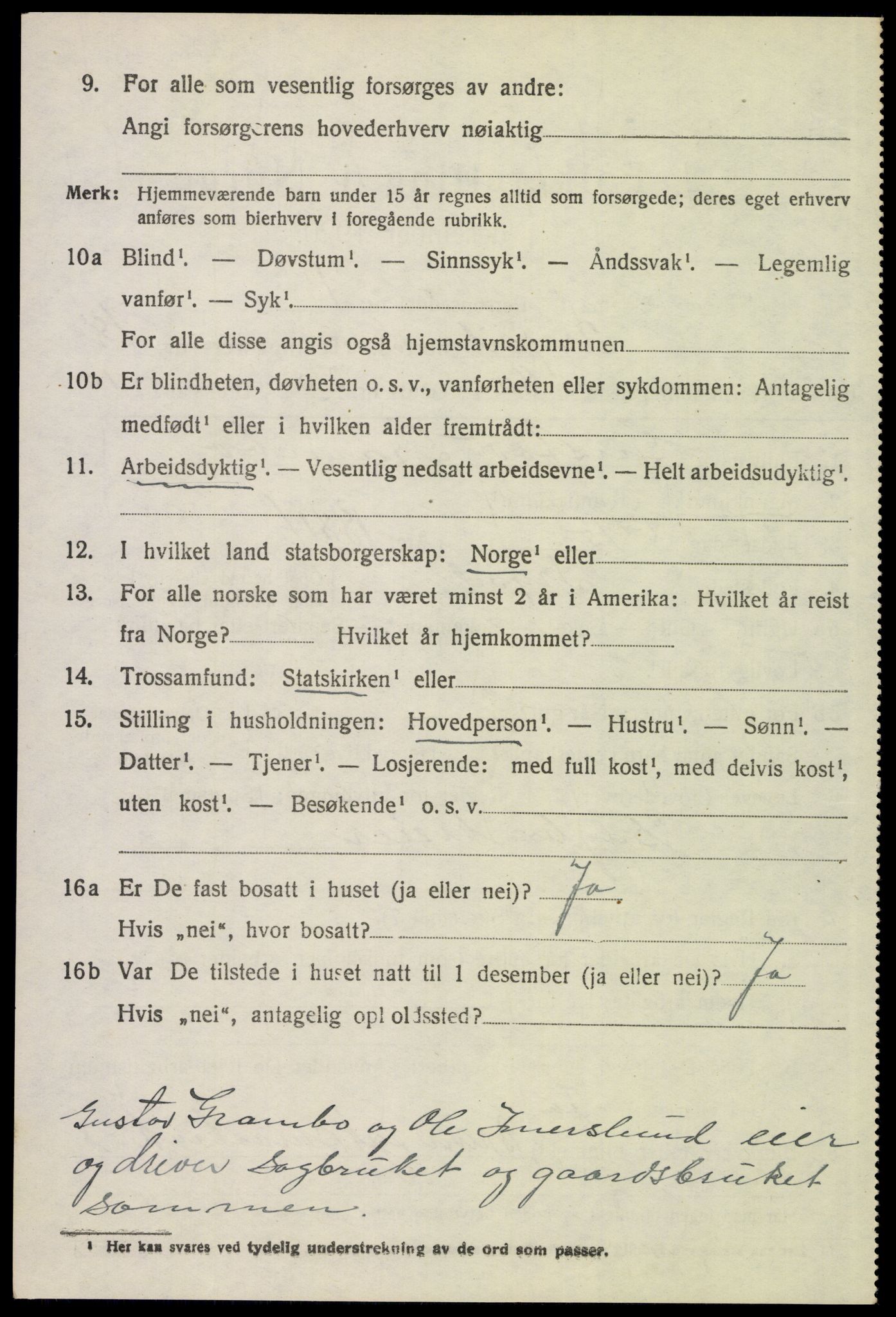 SAH, 1920 census for Trysil, 1920, p. 12716