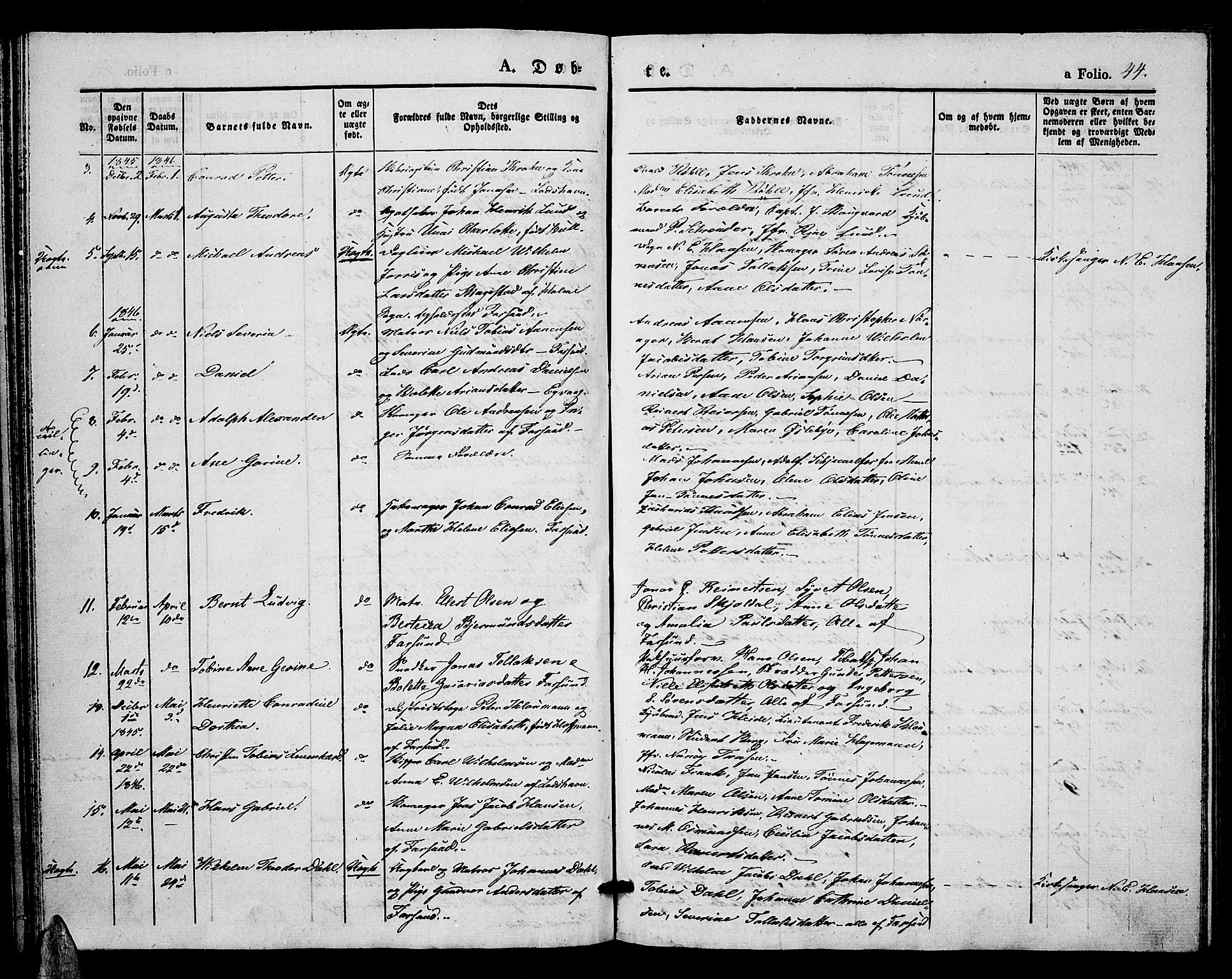 Farsund sokneprestkontor, AV/SAK-1111-0009/F/Fa/L0003: Parish register (official) no. A 3, 1836-1846, p. 44