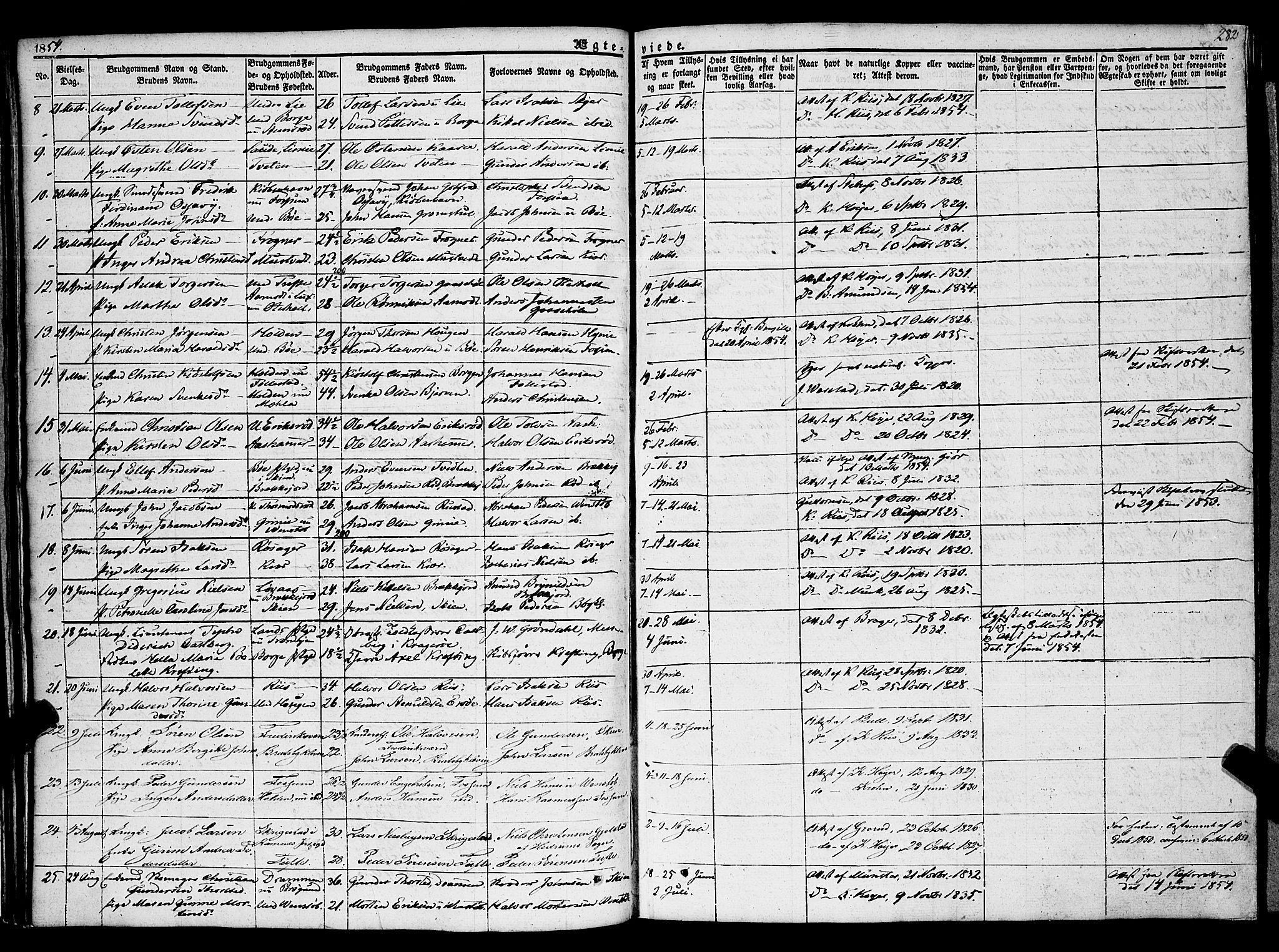 Gjerpen kirkebøker, SAKO/A-265/F/Fa/L0007b: Parish register (official) no. I 7B, 1834-1857, p. 282