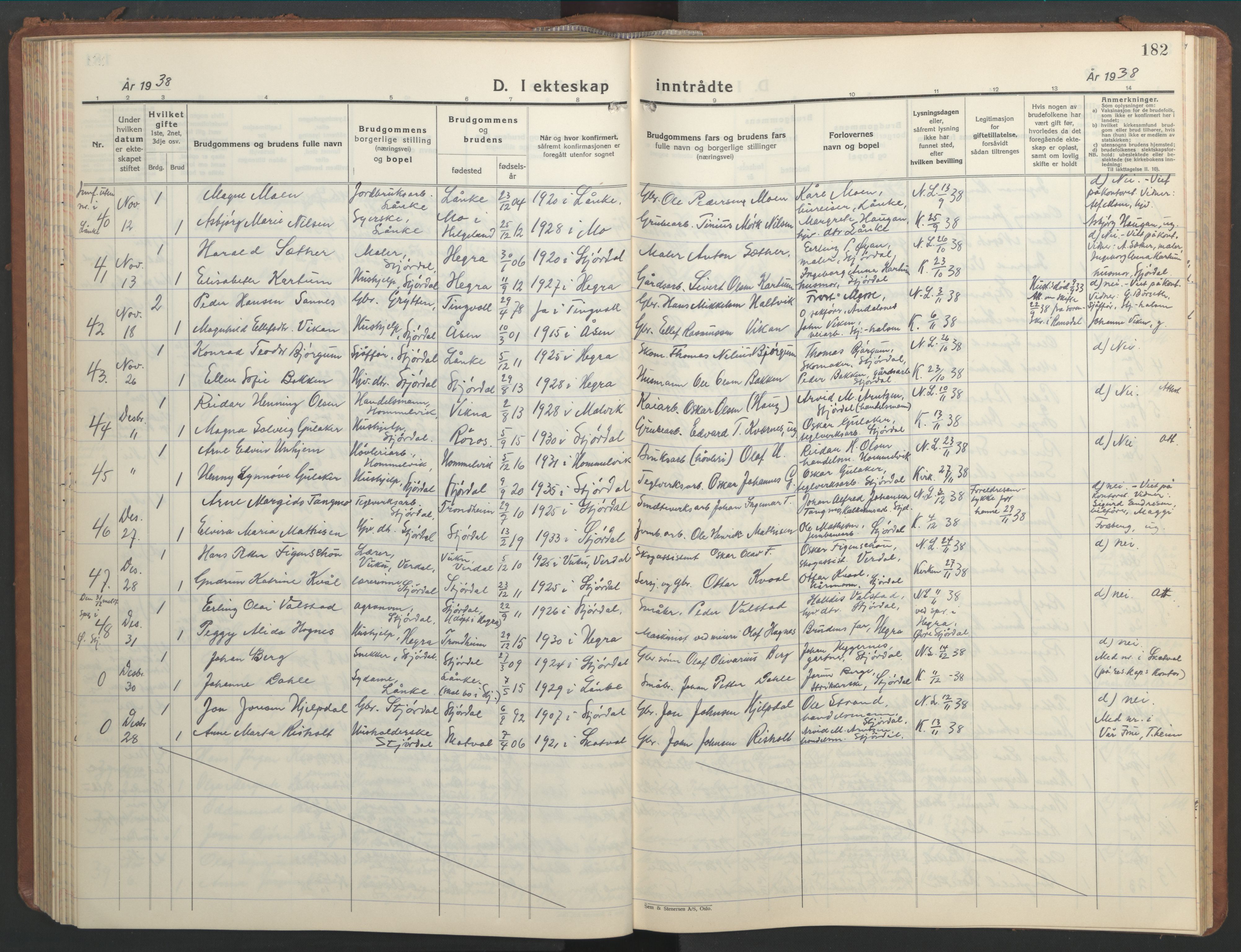 Ministerialprotokoller, klokkerbøker og fødselsregistre - Nord-Trøndelag, SAT/A-1458/709/L0089: Parish register (copy) no. 709C03, 1935-1948, p. 182