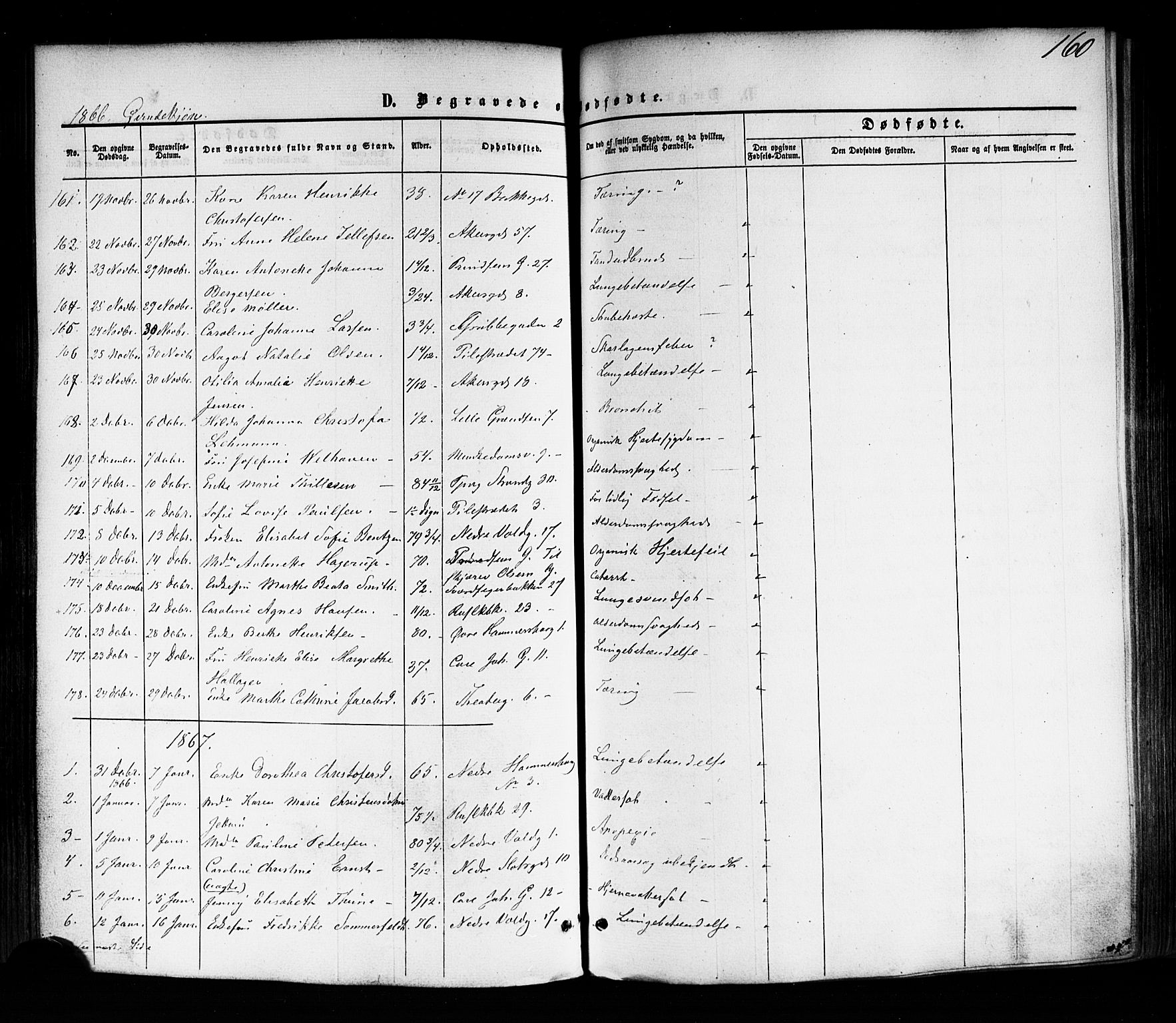 Trefoldighet prestekontor Kirkebøker, SAO/A-10882/F/Fd/L0001: Parish register (official) no. IV 1, 1858-1877, p. 160