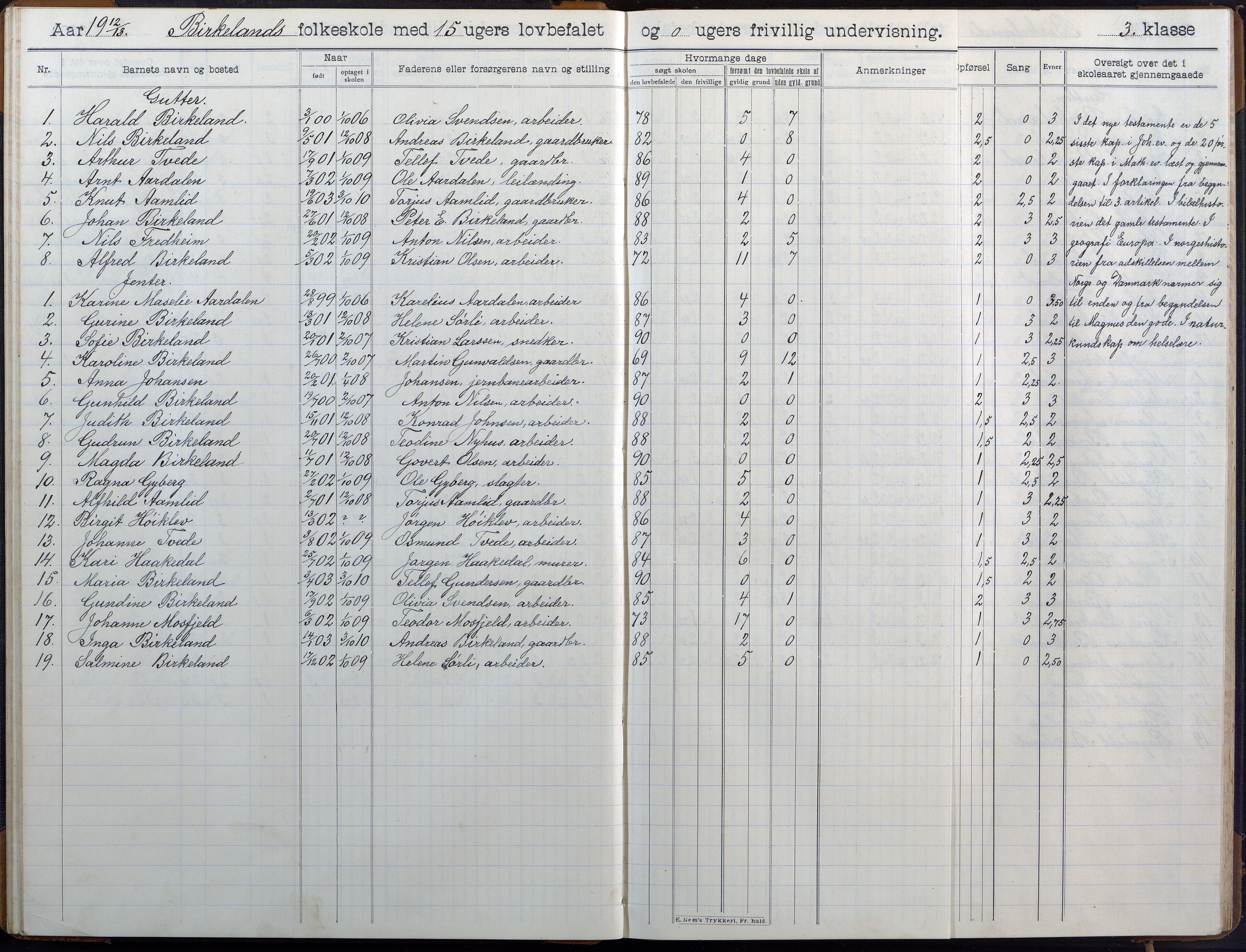 Birkenes kommune, Birkenes krets/Birkeland folkeskole frem til 1991, AAKS/KA0928-550a_91/F02/L0007: Skoleprotokoll, 1907-1931