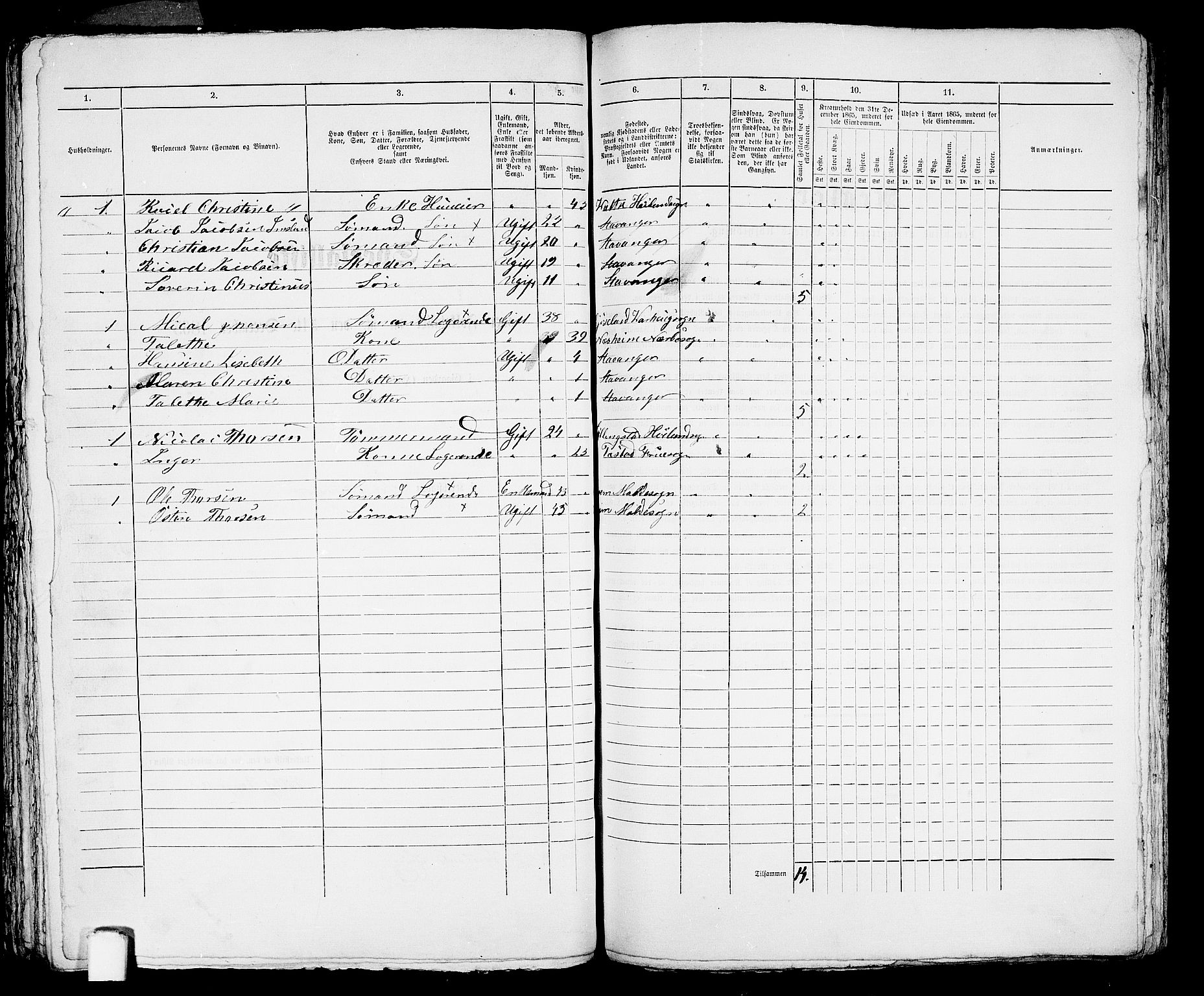 RA, 1865 census for Stavanger, 1865, p. 2861