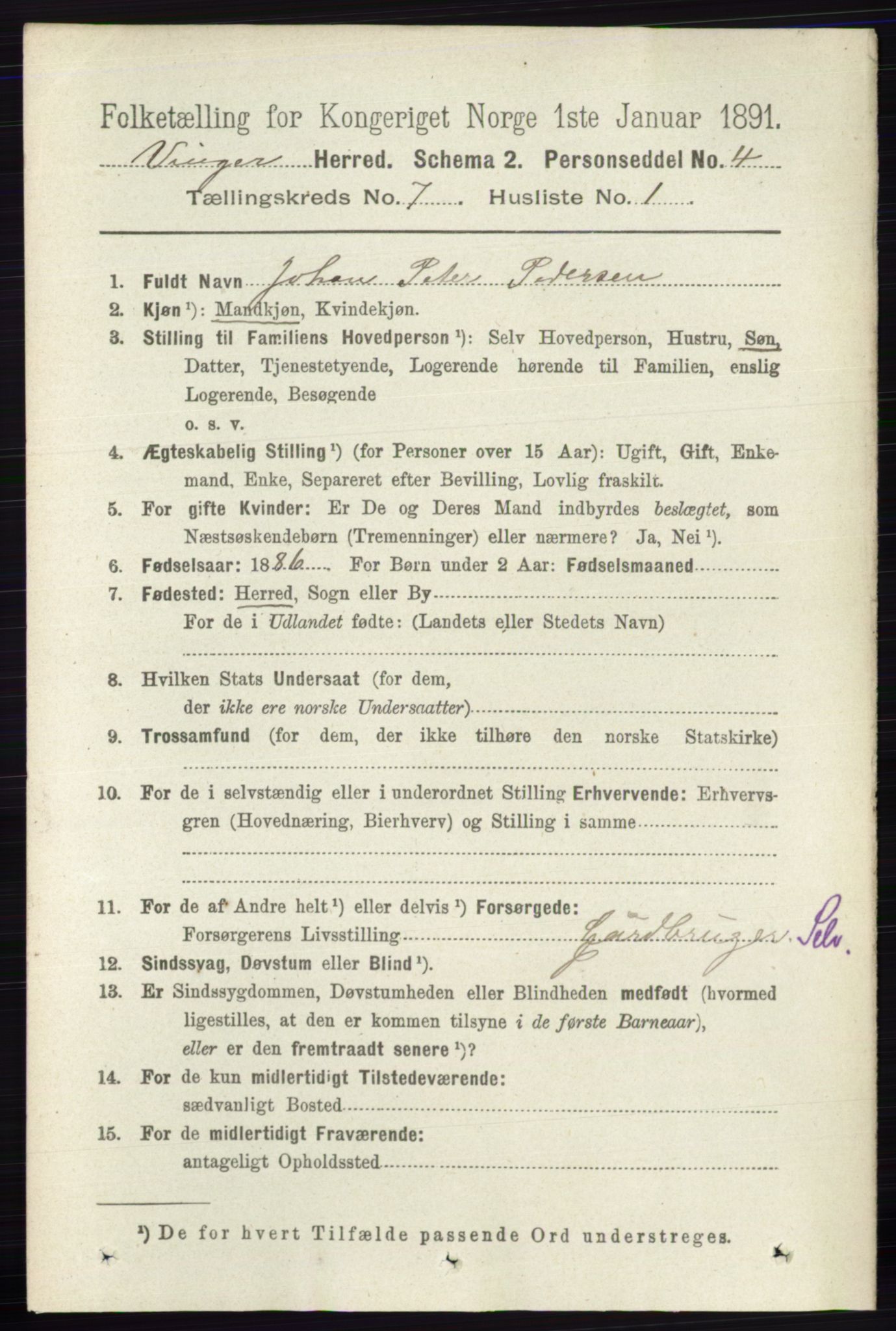 RA, 1891 census for 0421 Vinger, 1891, p. 3235