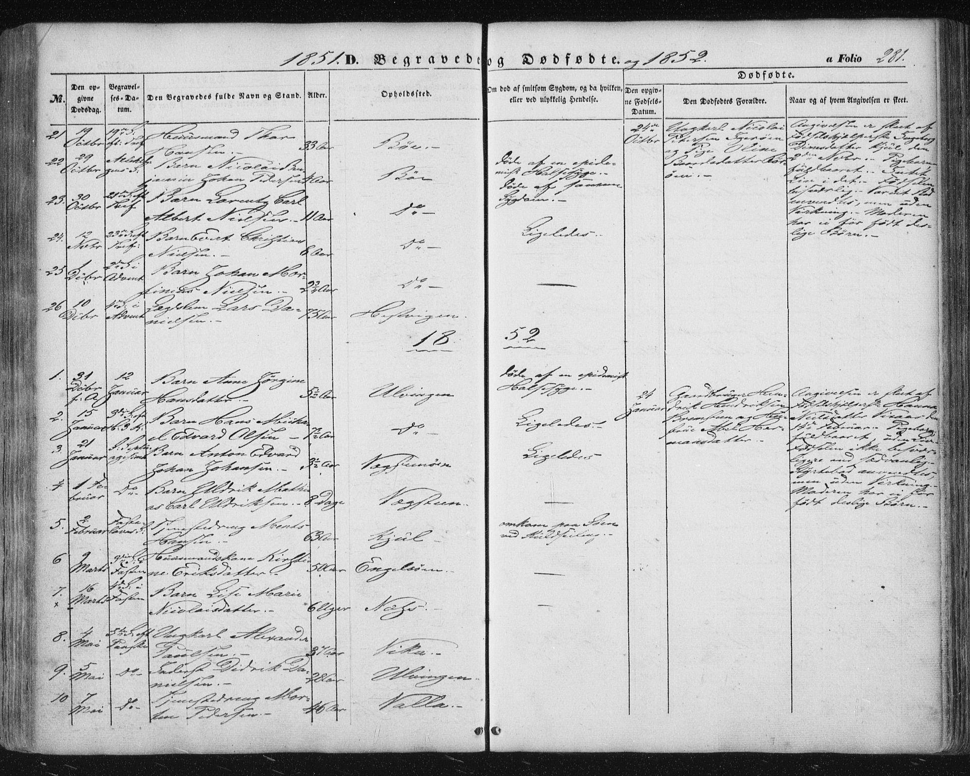 Ministerialprotokoller, klokkerbøker og fødselsregistre - Nordland, AV/SAT-A-1459/816/L0240: Parish register (official) no. 816A06, 1846-1870, p. 281