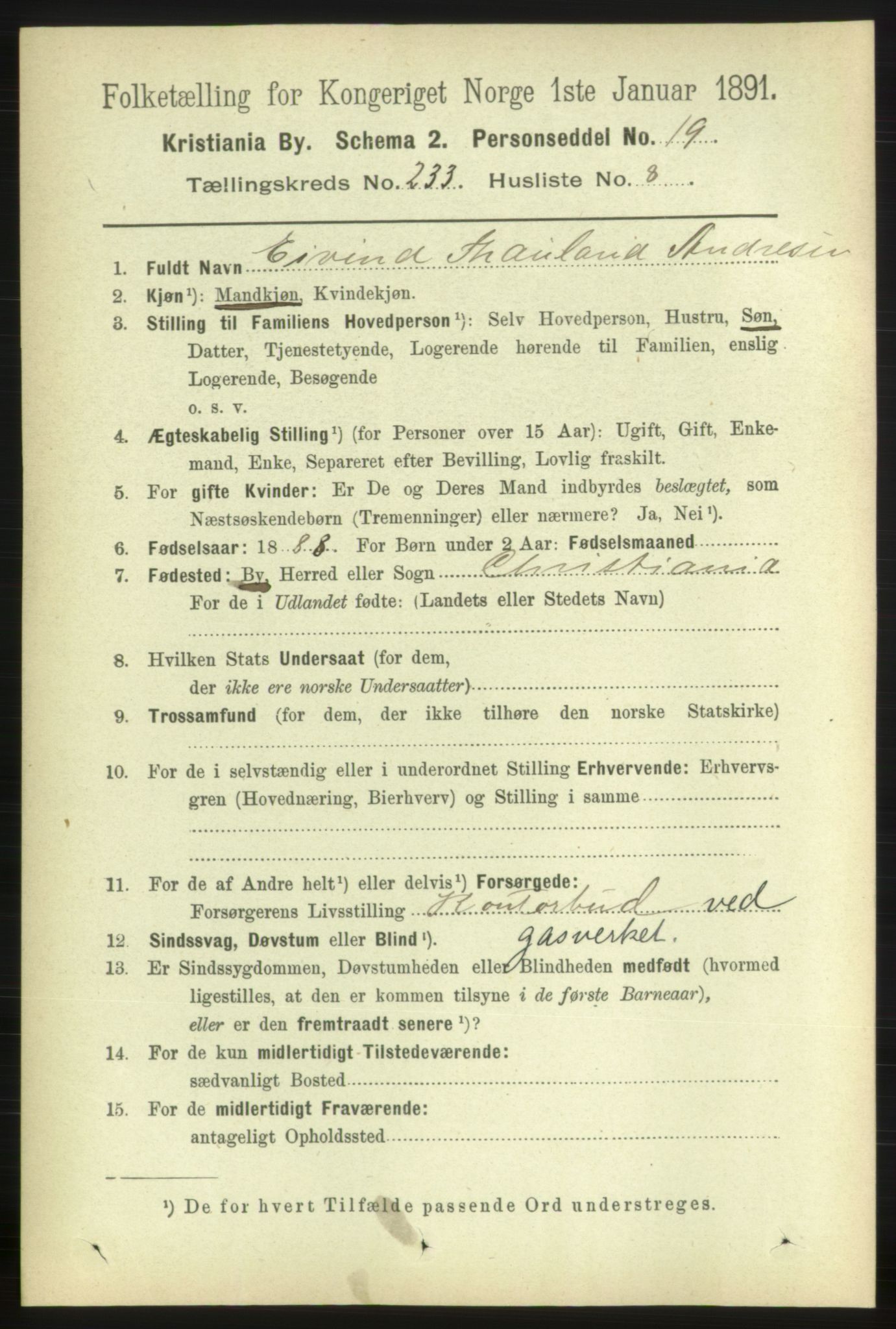 RA, 1891 census for 0301 Kristiania, 1891, p. 143226