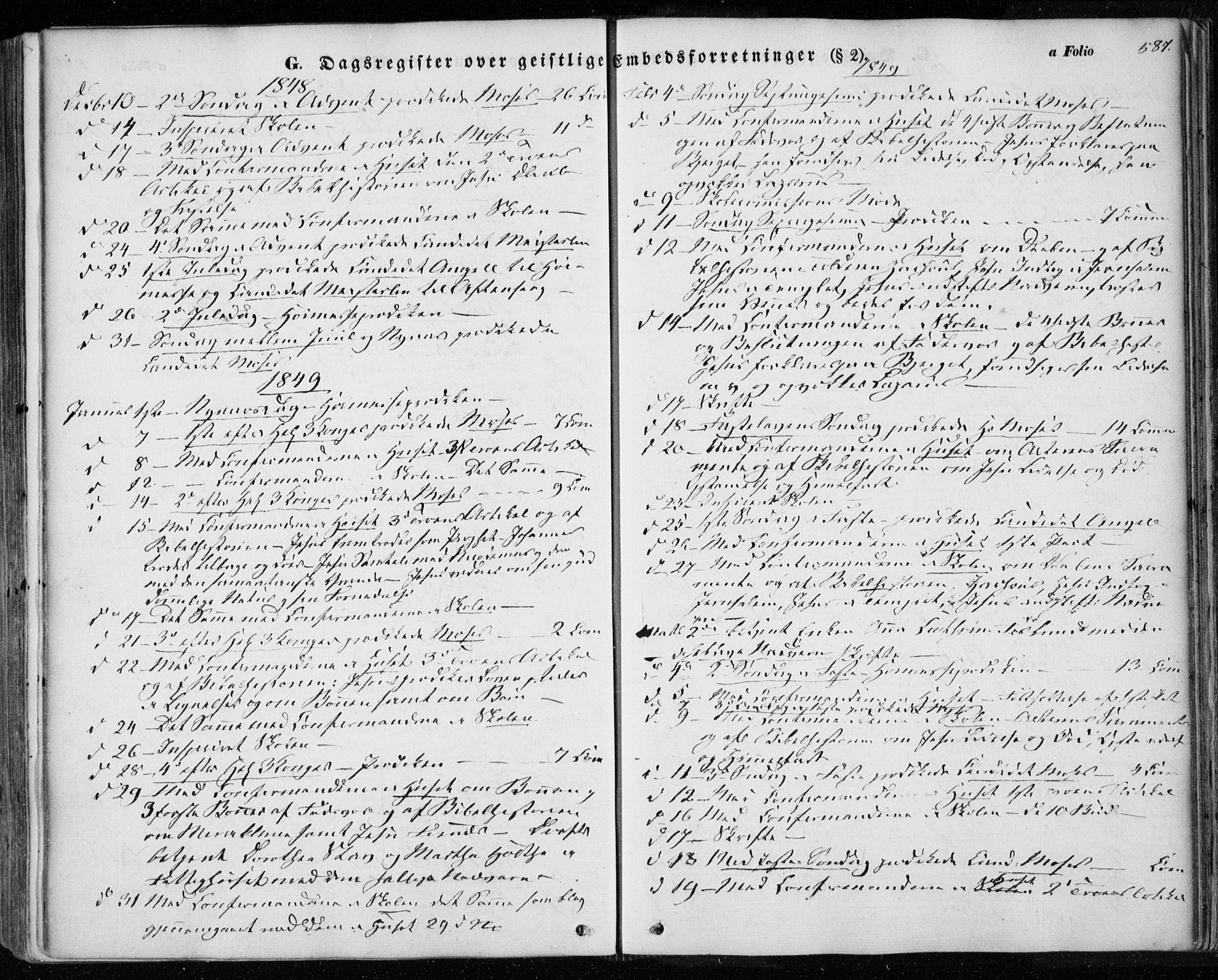 Ministerialprotokoller, klokkerbøker og fødselsregistre - Sør-Trøndelag, SAT/A-1456/601/L0051: Parish register (official) no. 601A19, 1848-1857, p. 587