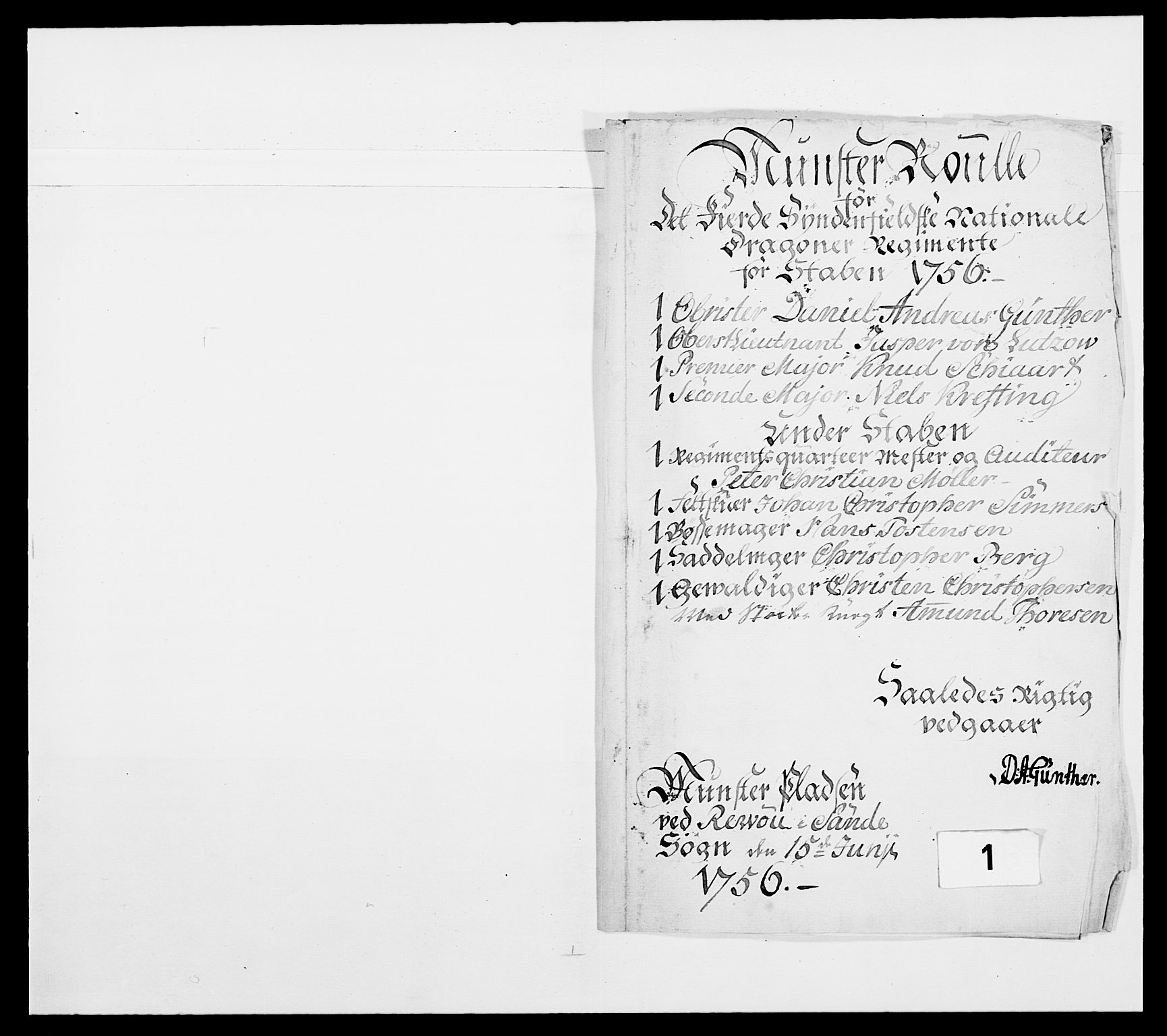 Kommanderende general (KG I) med Det norske krigsdirektorium, AV/RA-EA-5419/E/Ea/L0481: 4. Sønnafjelske dragonregiment, 1756-1765, p. 7