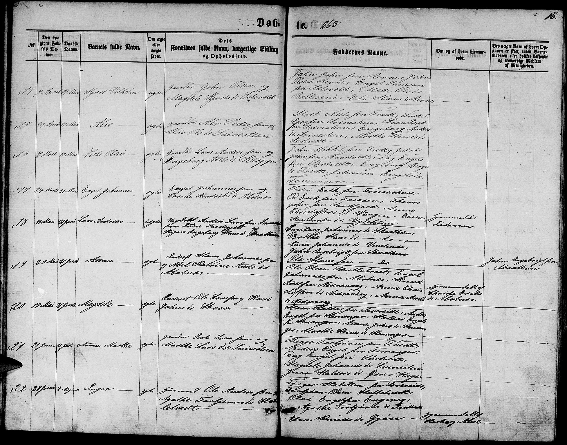 Fusa sokneprestembete, SAB/A-75401/H/Hab: Parish register (copy) no. C 1, 1861-1885, p. 16