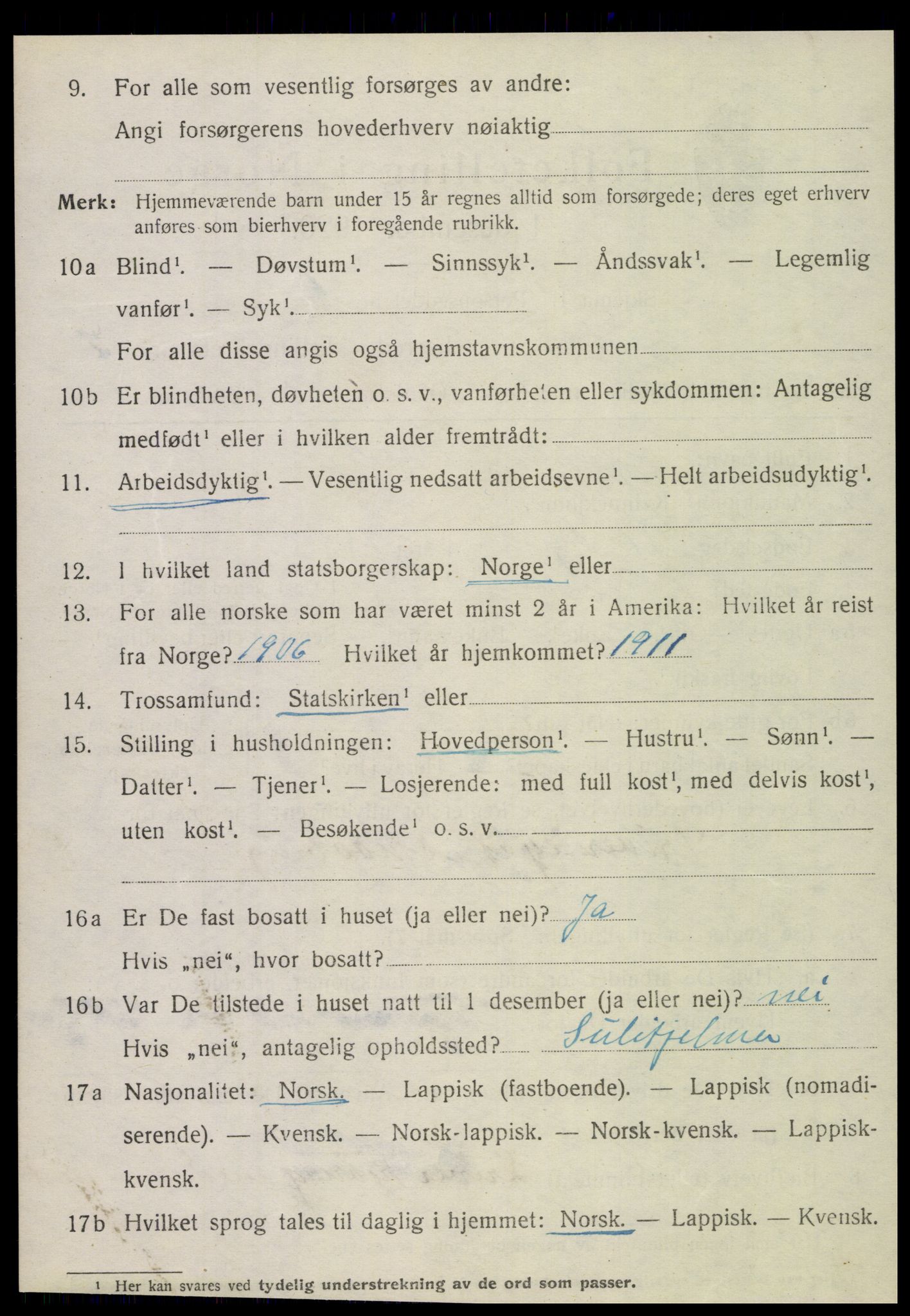 SAT, 1920 census for Fauske, 1920, p. 9345