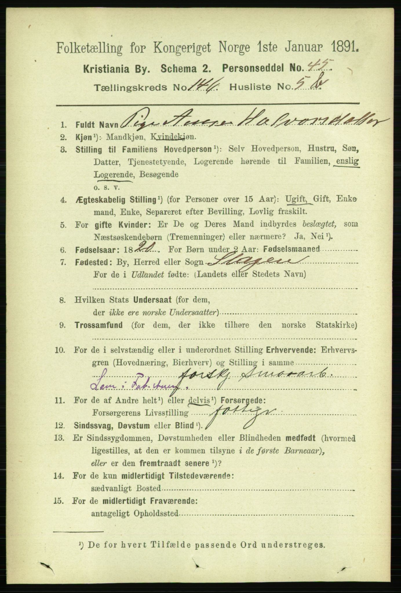 RA, 1891 census for 0301 Kristiania, 1891, p. 81021