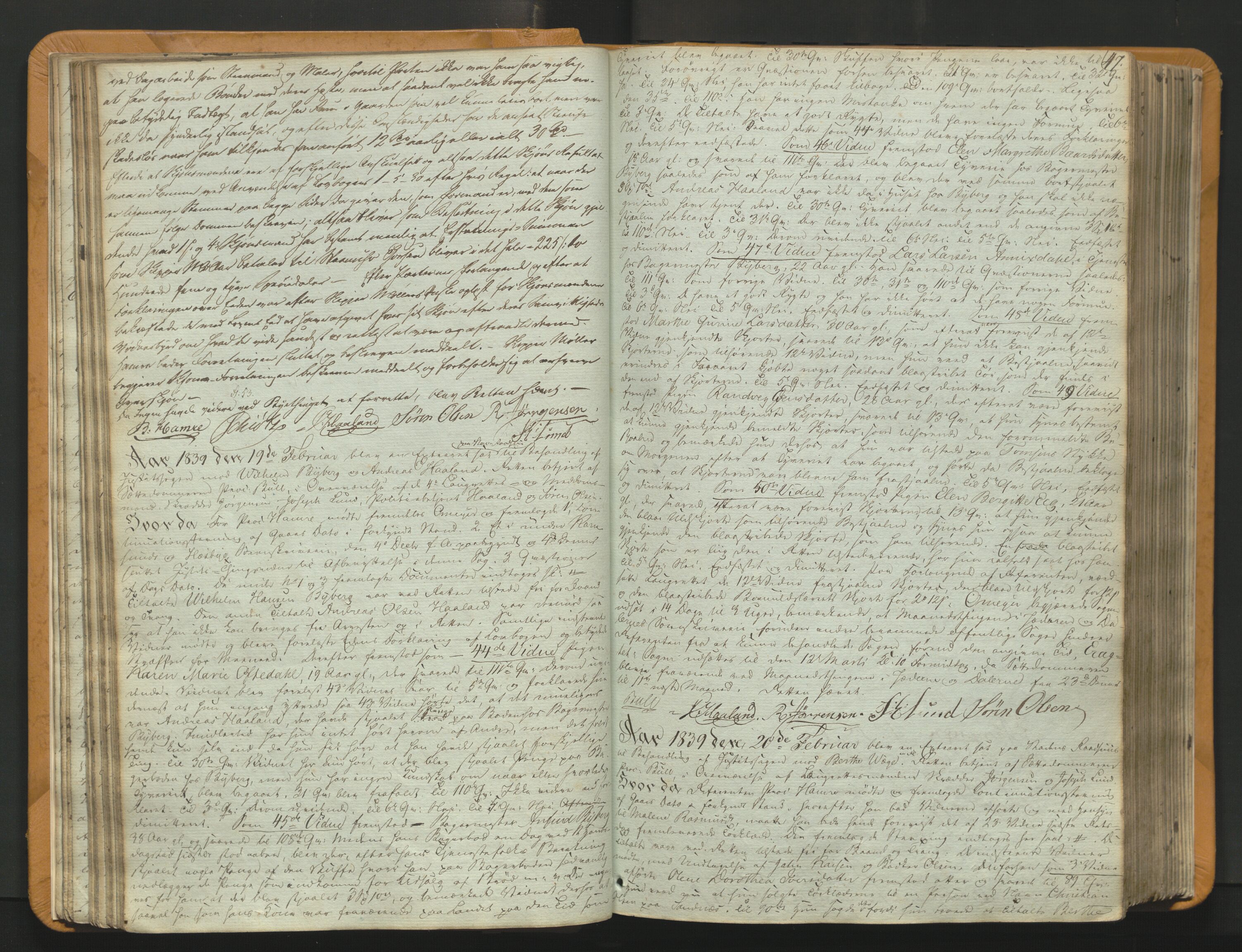 Stavanger byfogd, AV/SAST-A-101408/001/3/30/30BA/L0054: Bytingprotkoll, 1838-1843, p. 46b-47a
