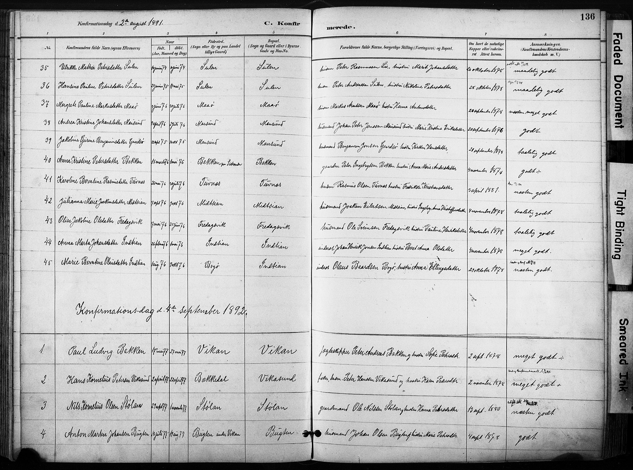 Ministerialprotokoller, klokkerbøker og fødselsregistre - Sør-Trøndelag, SAT/A-1456/640/L0579: Parish register (official) no. 640A04, 1889-1902, p. 136