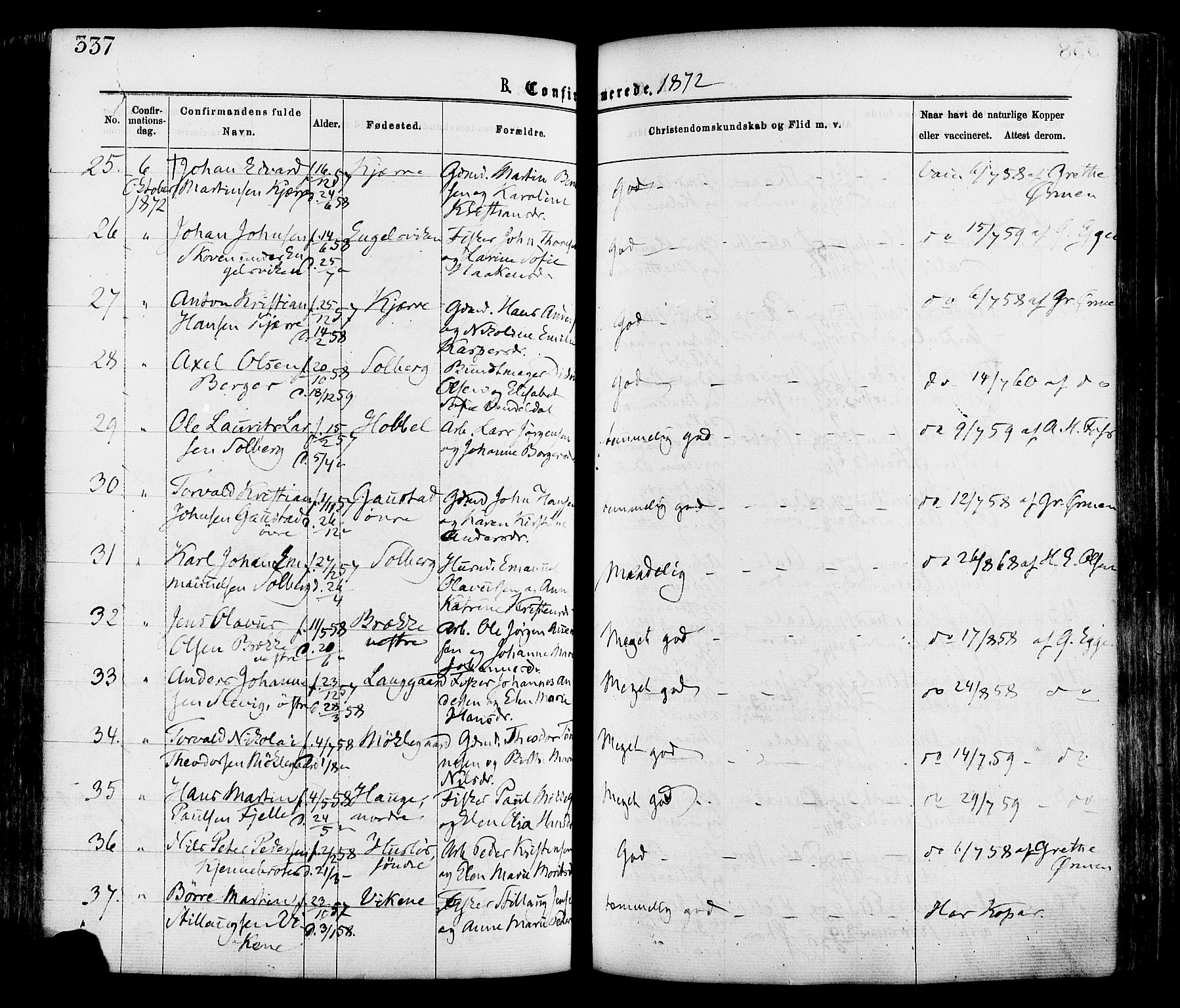 Onsøy prestekontor Kirkebøker, AV/SAO-A-10914/F/Fa/L0004: Parish register (official) no. I 4, 1861-1877, p. 337