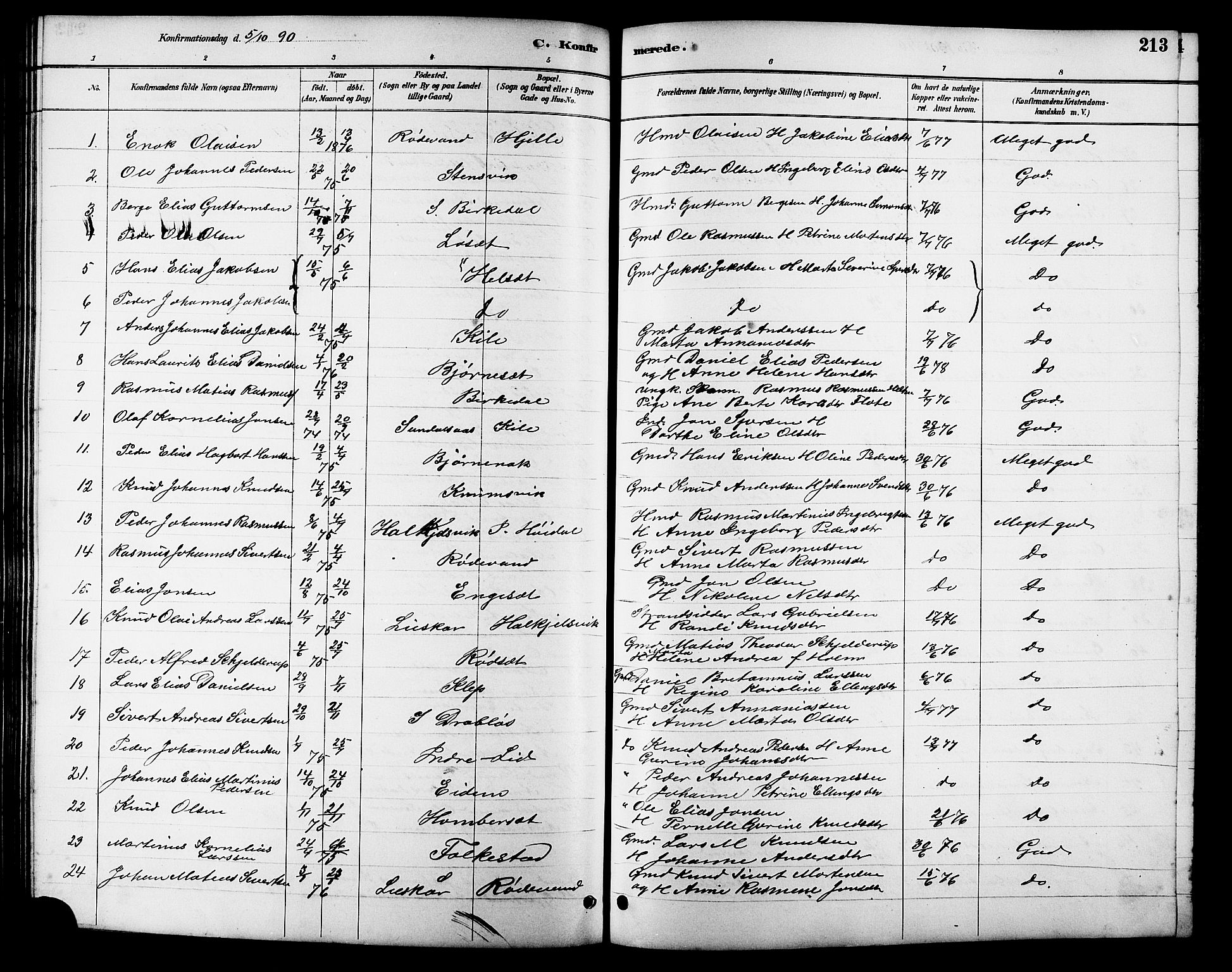 Ministerialprotokoller, klokkerbøker og fødselsregistre - Møre og Romsdal, AV/SAT-A-1454/511/L0158: Parish register (copy) no. 511C04, 1884-1903, p. 213