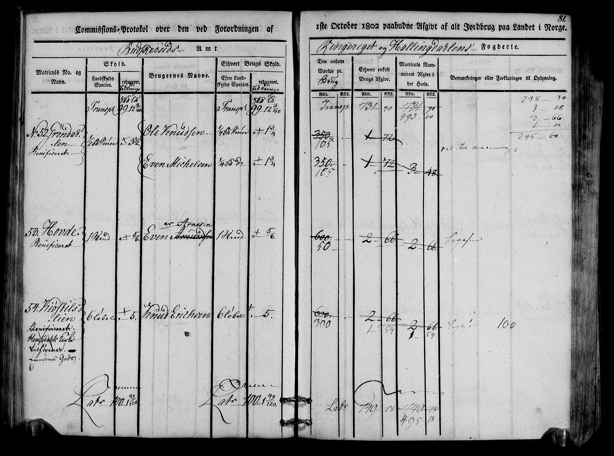 Rentekammeret inntil 1814, Realistisk ordnet avdeling, AV/RA-EA-4070/N/Ne/Nea/L0047: Ringerike og Hallingdal fogderi. Kommisjonsprotokoll for Nes prestegjeld, 1803, p. 84