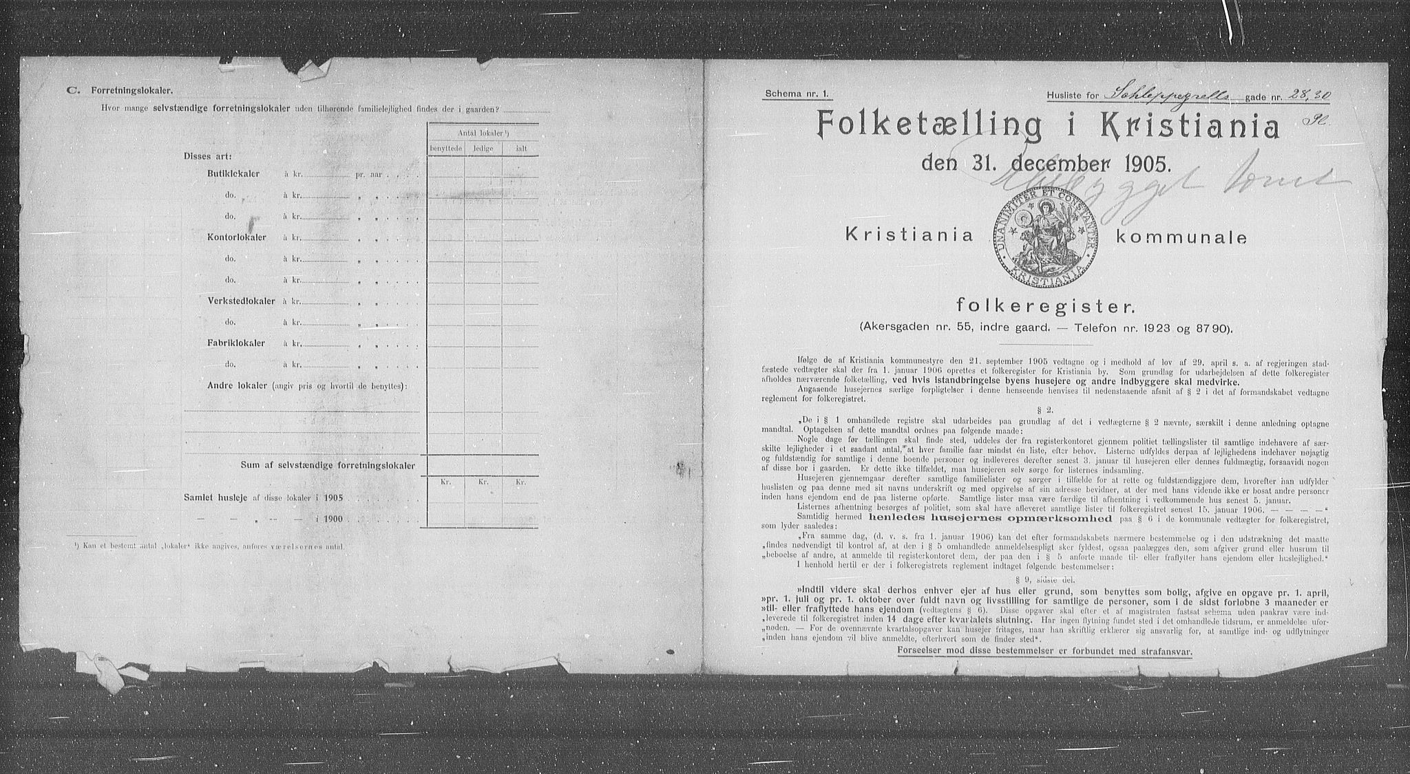 OBA, Municipal Census 1905 for Kristiania, 1905, p. 46923