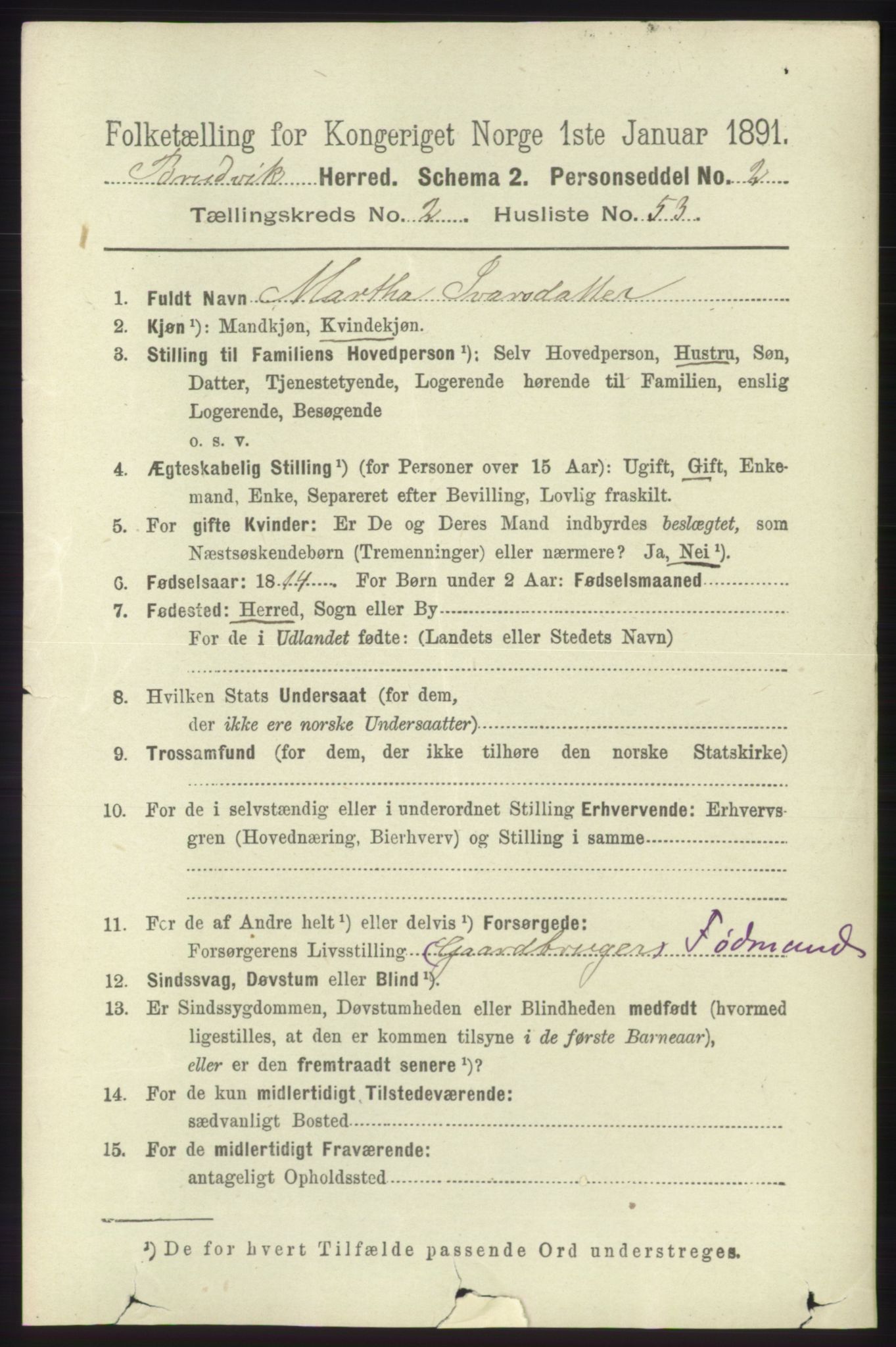 RA, 1891 census for 1251 Bruvik, 1891, p. 793