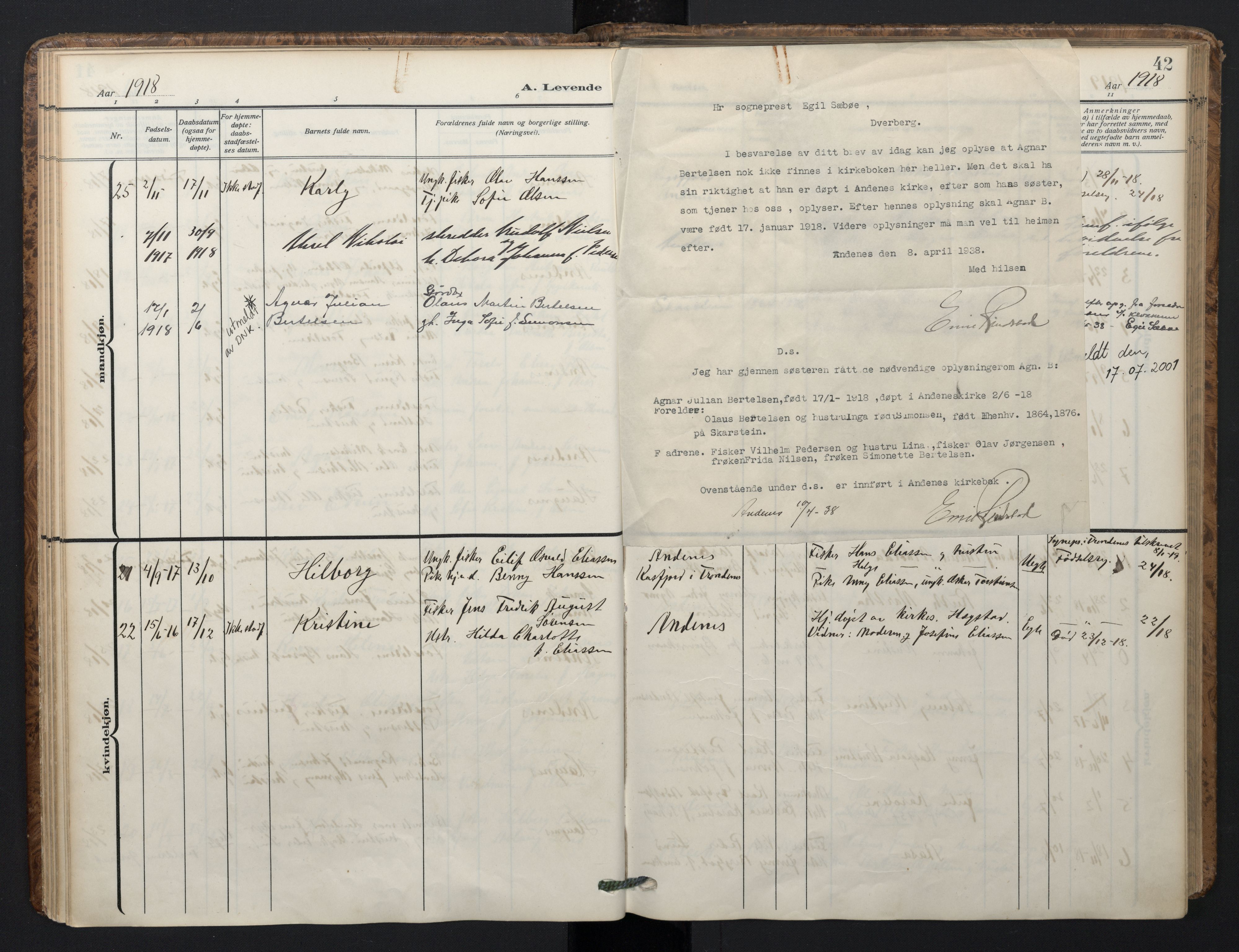 Ministerialprotokoller, klokkerbøker og fødselsregistre - Nordland, AV/SAT-A-1459/899/L1438: Parish register (official) no. 899A06, 1909-1922, p. 42