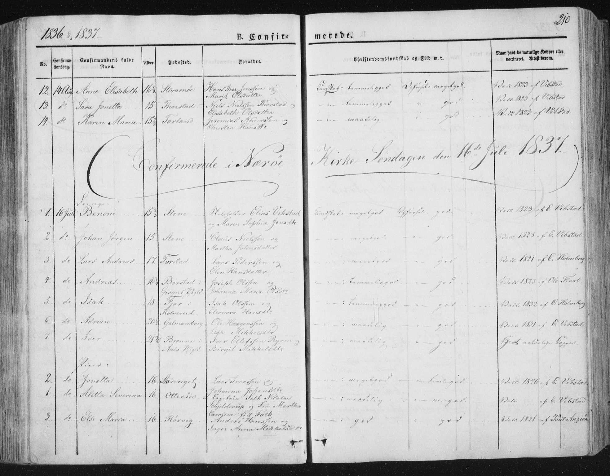 Ministerialprotokoller, klokkerbøker og fødselsregistre - Nord-Trøndelag, SAT/A-1458/784/L0669: Parish register (official) no. 784A04, 1829-1859, p. 210