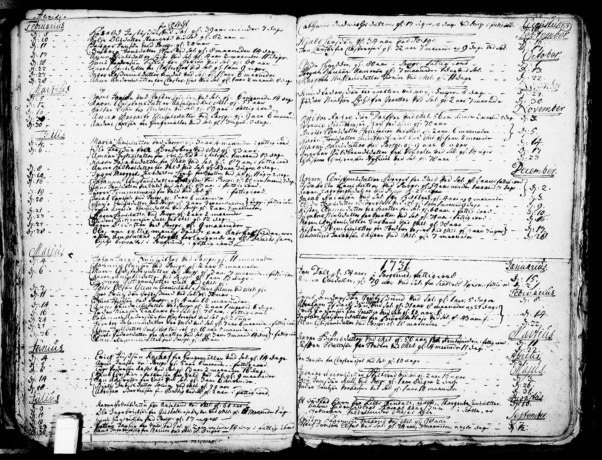 Solum kirkebøker, SAKO/A-306/F/Fa/L0002: Parish register (official) no. I 2, 1713-1761, p. 154