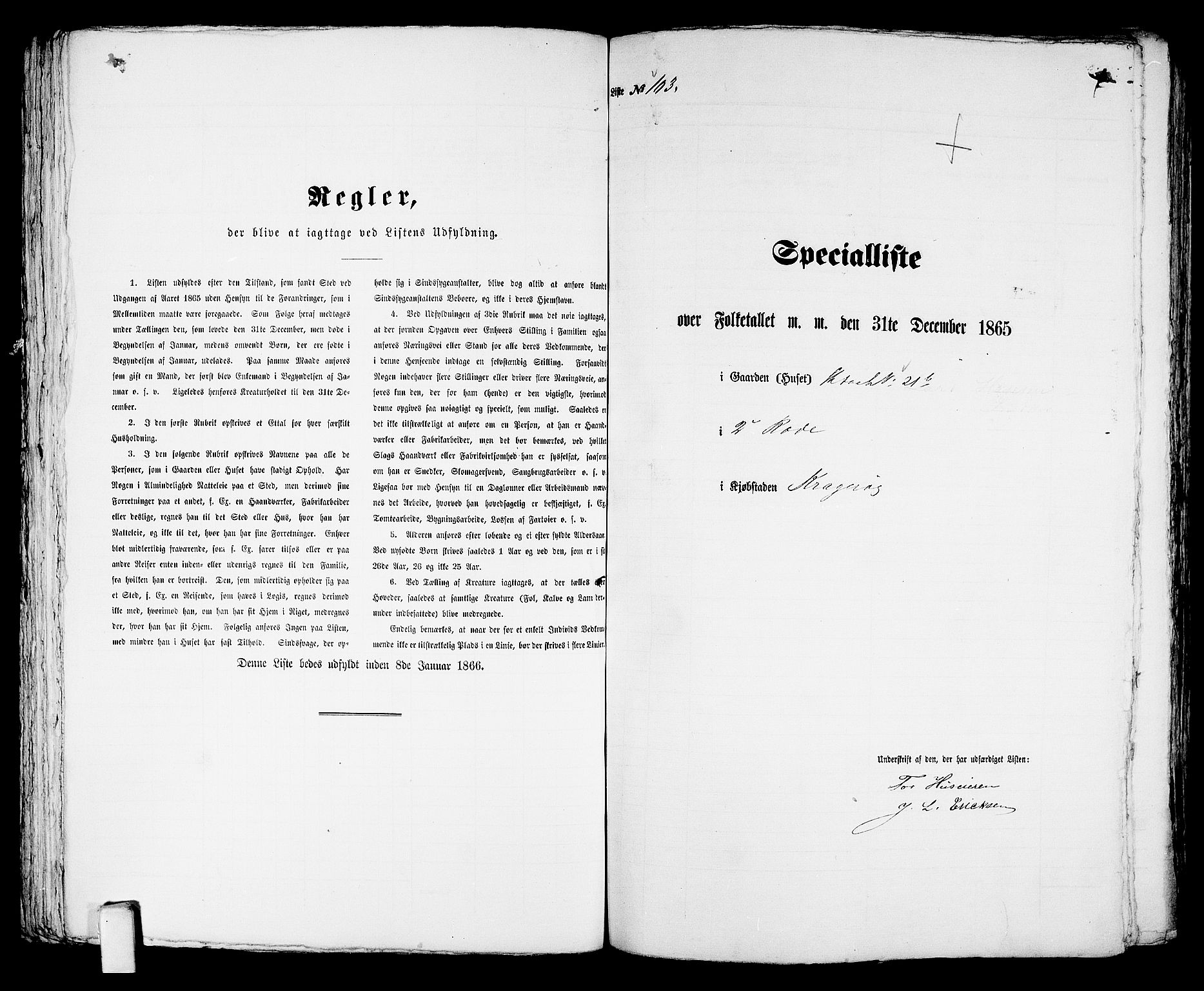 RA, 1865 census for Kragerø/Kragerø, 1865, p. 215