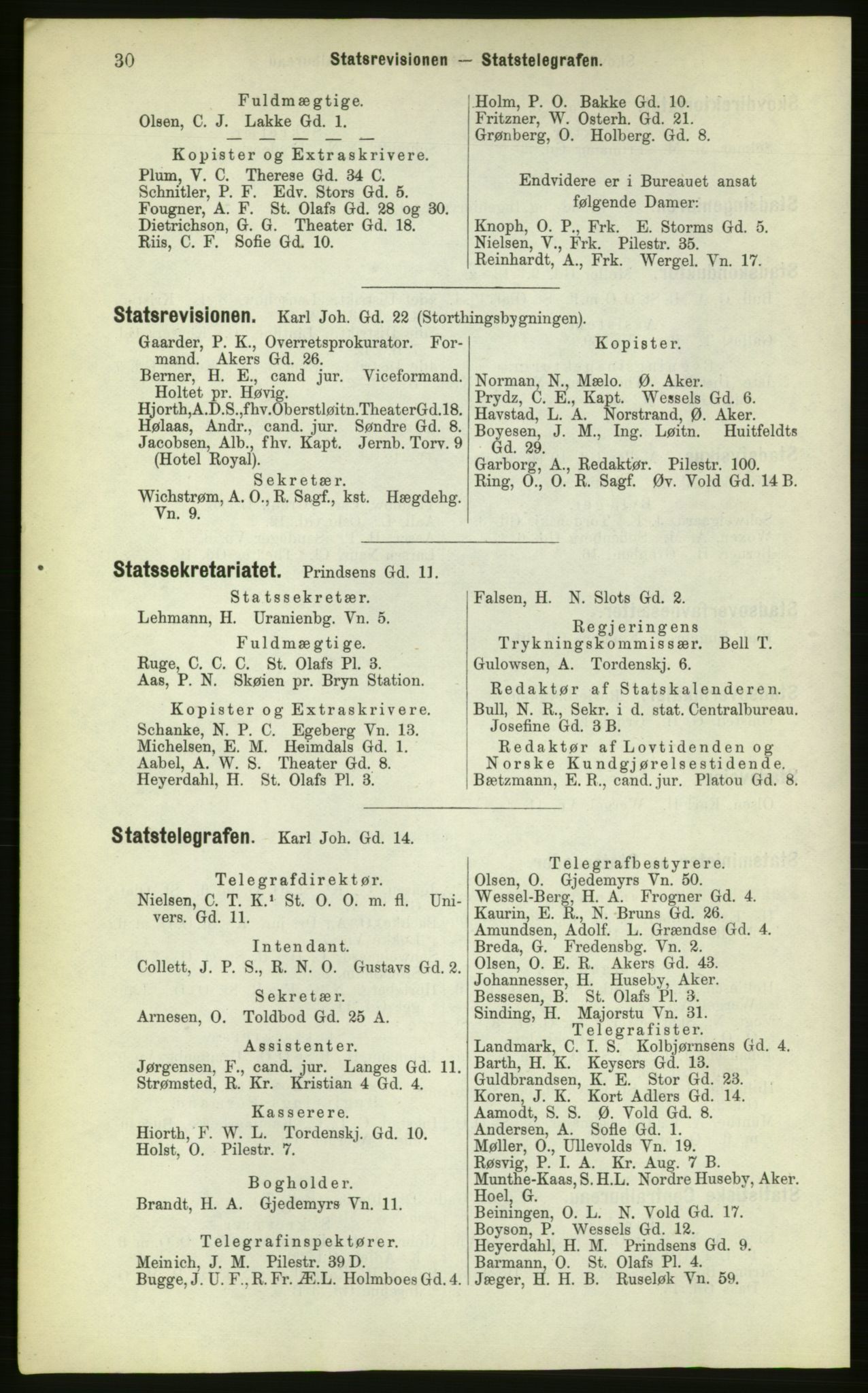 Kristiania/Oslo adressebok, PUBL/-, 1883, p. 30