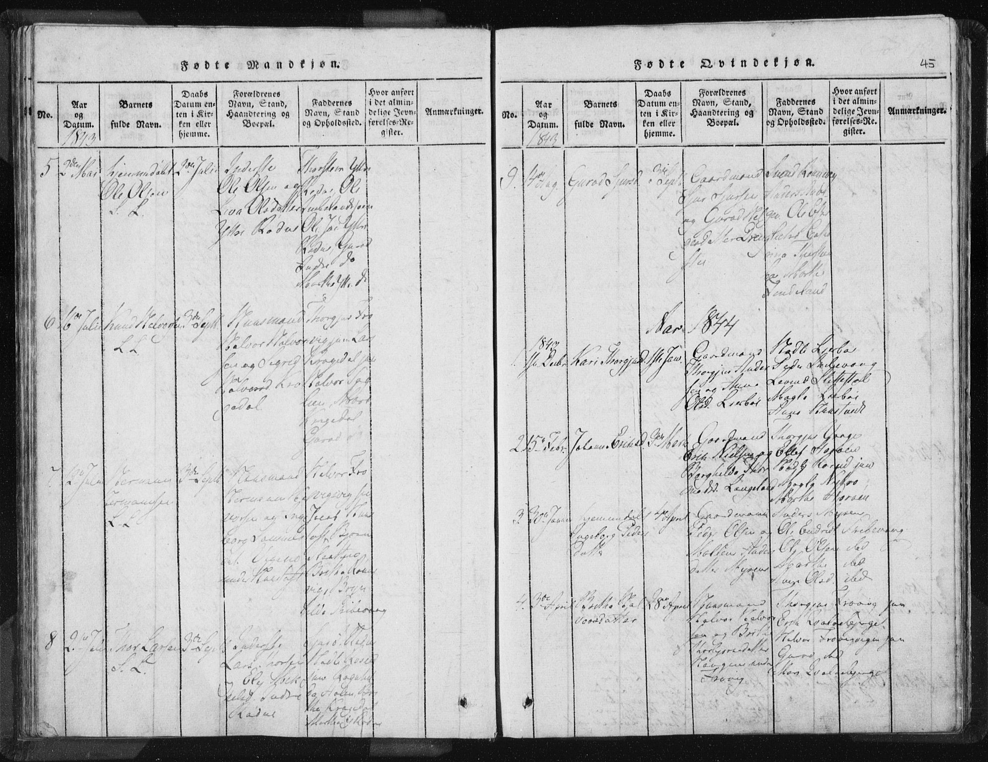 Vikedal sokneprestkontor, AV/SAST-A-101840/01/IV: Parish register (official) no. A 5, 1817-1850, p. 45