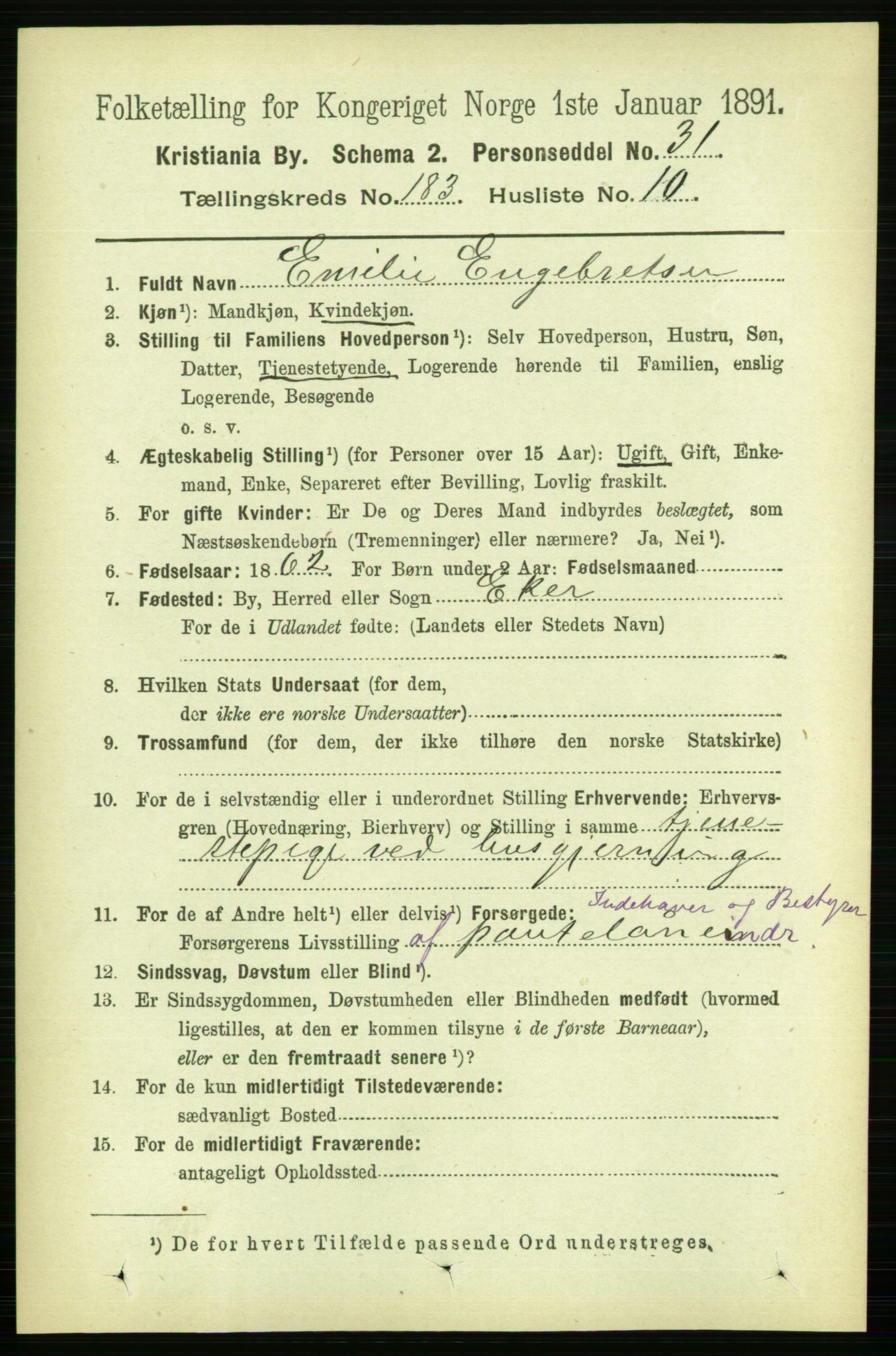 RA, 1891 census for 0301 Kristiania, 1891, p. 109715