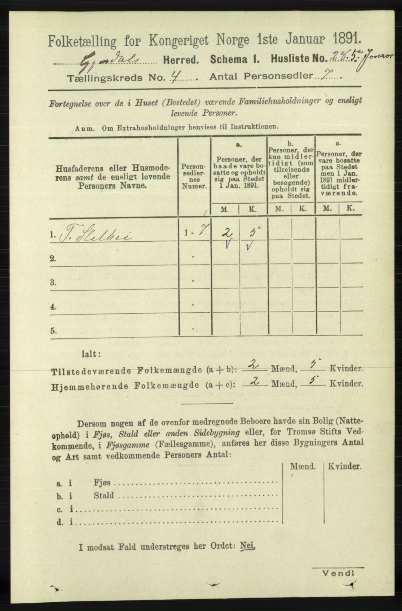 RA, 1891 census for 1122 Gjesdal, 1891, p. 1167