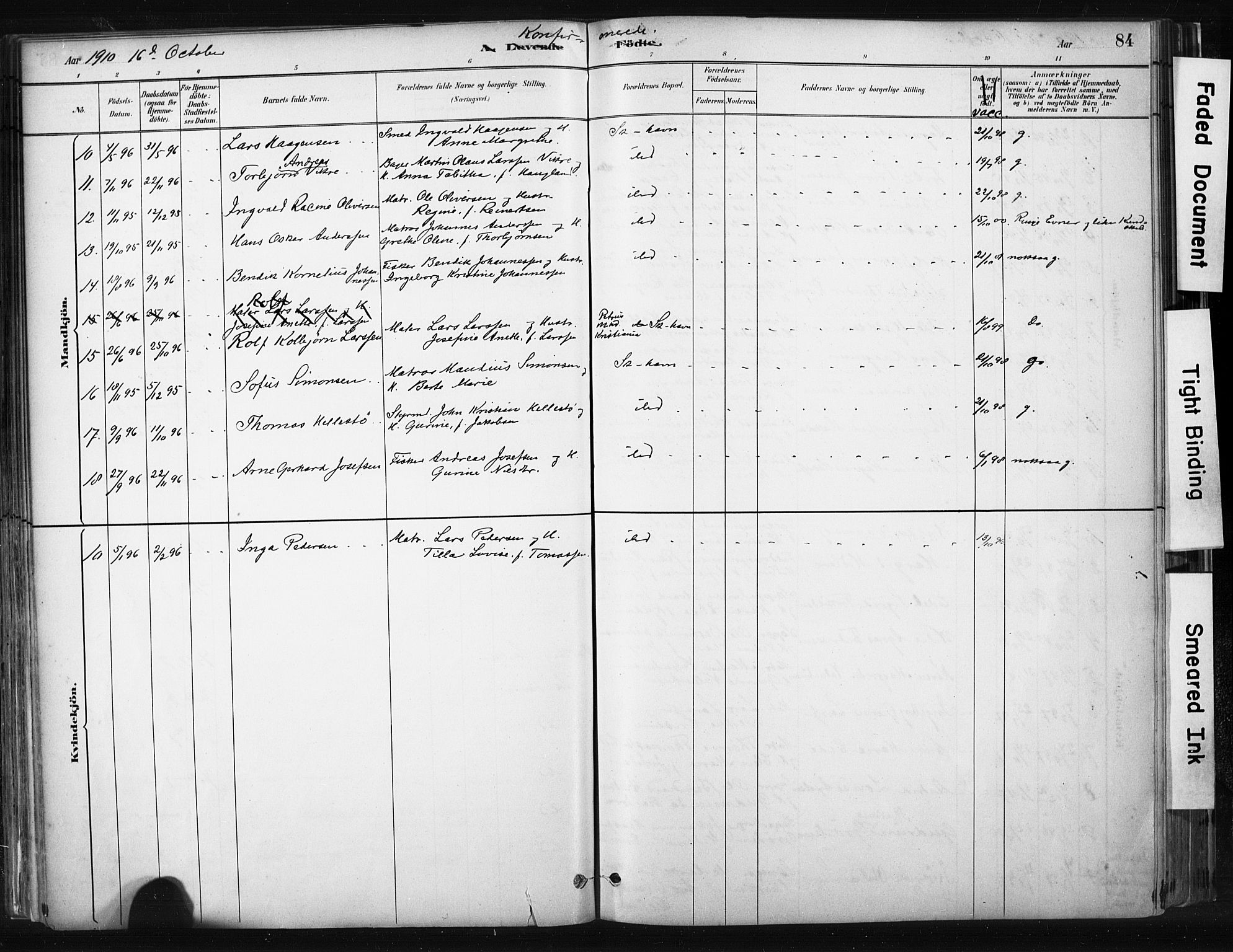 Skudenes sokneprestkontor, SAST/A -101849/H/Ha/Haa/L0008: Parish register (official) no. A 5, 1882-1912, p. 84
