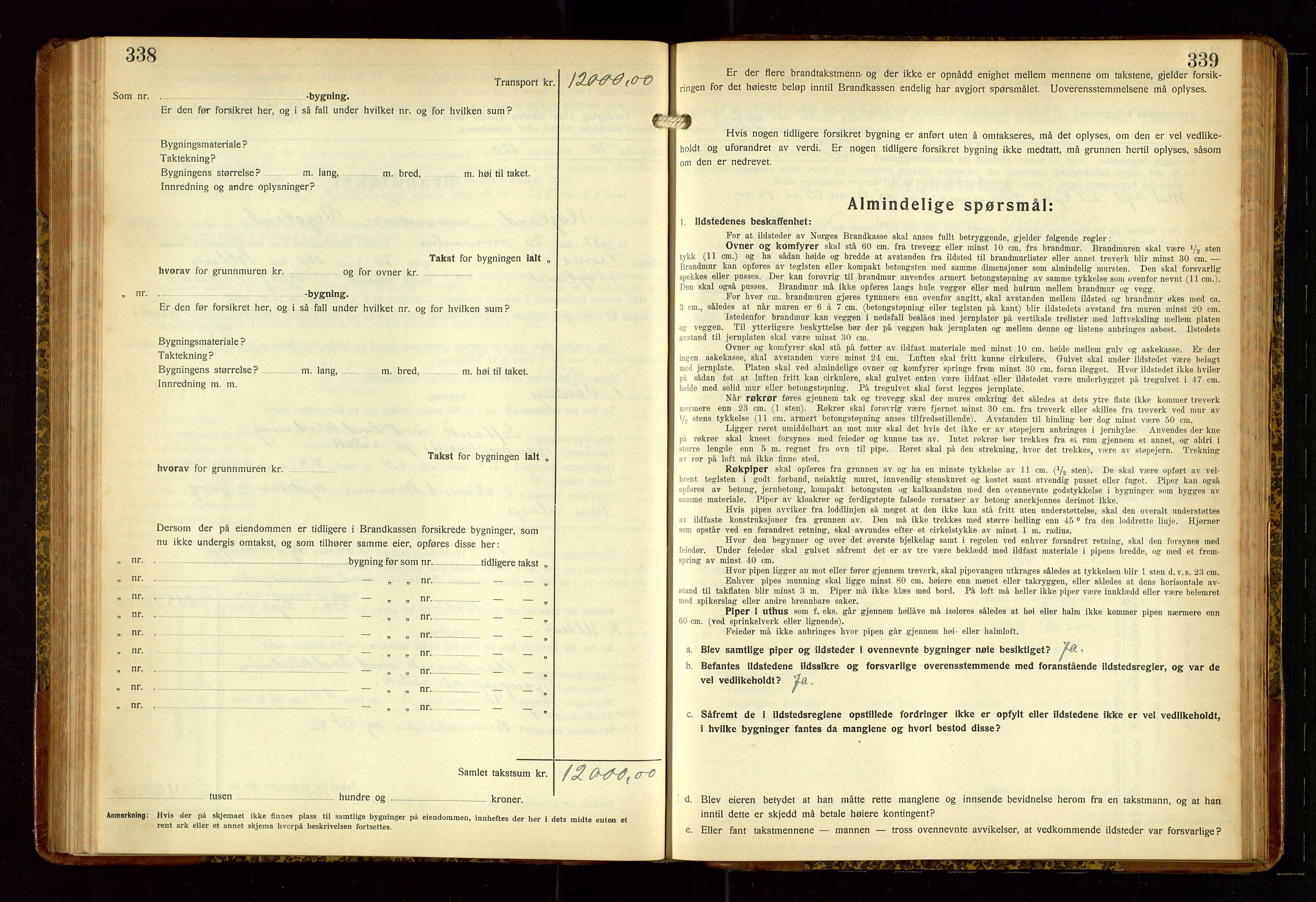 Høyland/Sandnes lensmannskontor, AV/SAST-A-100166/Gob/L0006: "Brandtakstprotokoll", 1936-1938, p. 338-339