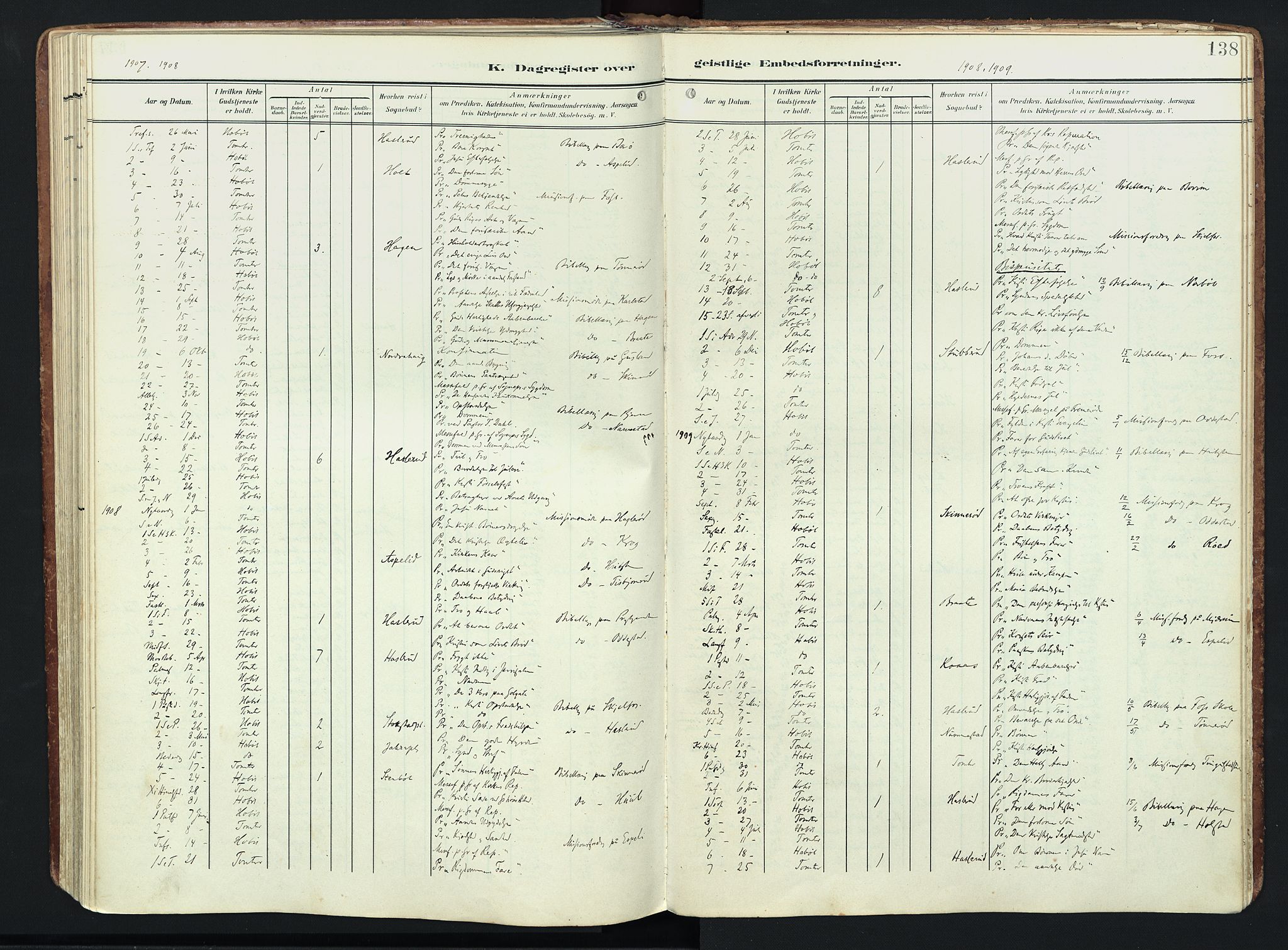 Hobøl prestekontor Kirkebøker, SAO/A-2002/F/Fa/L0006: Parish register (official) no. I 6, 1905-1927, p. 138