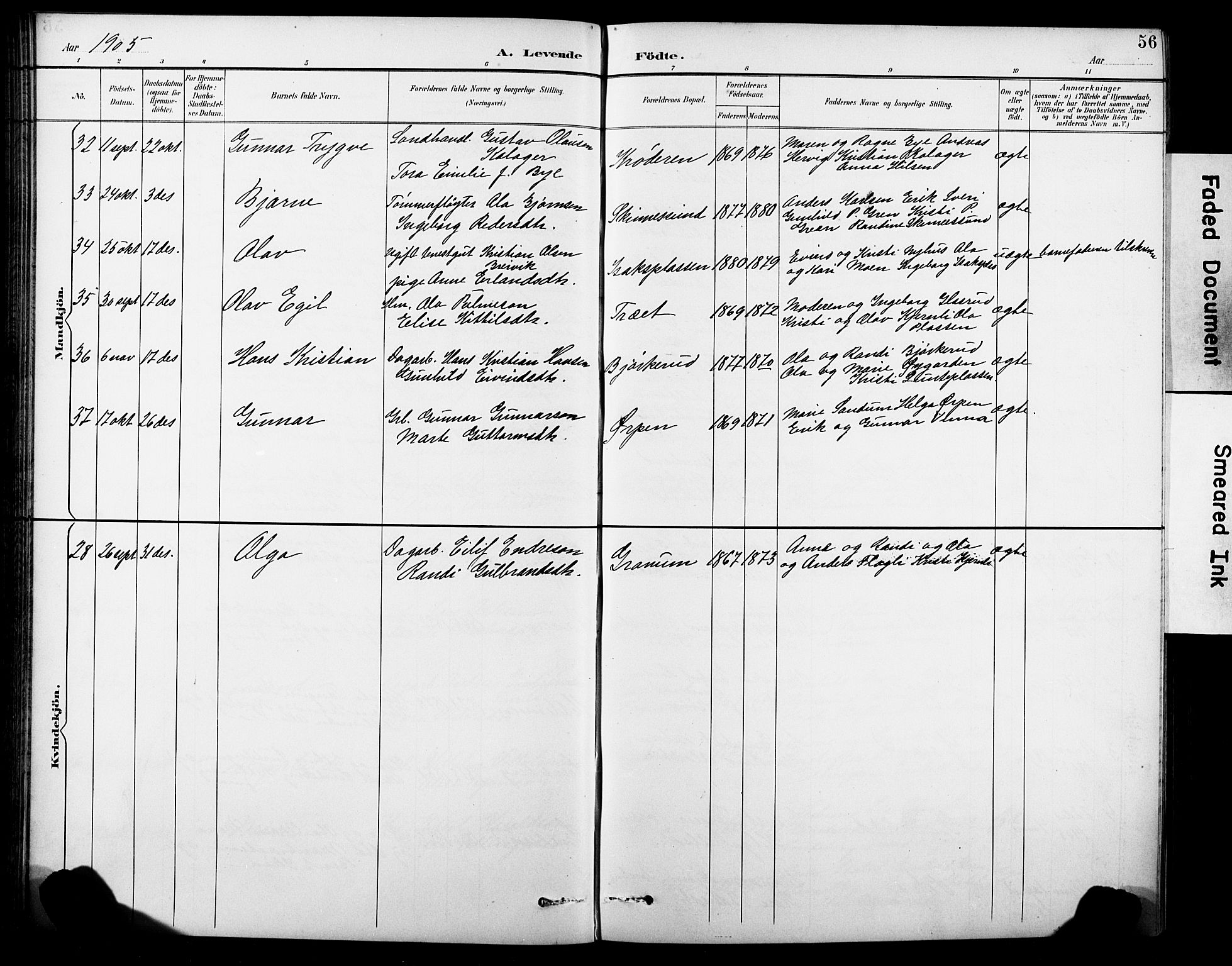 Krødsherad kirkebøker, SAKO/A-19/G/Ga/L0002: Parish register (copy) no. 2, 1894-1918, p. 56