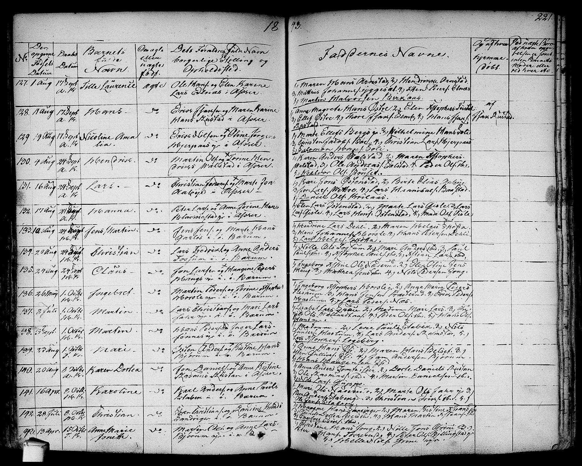 Asker prestekontor Kirkebøker, AV/SAO-A-10256a/F/Fa/L0007: Parish register (official) no. I 7, 1825-1864, p. 221