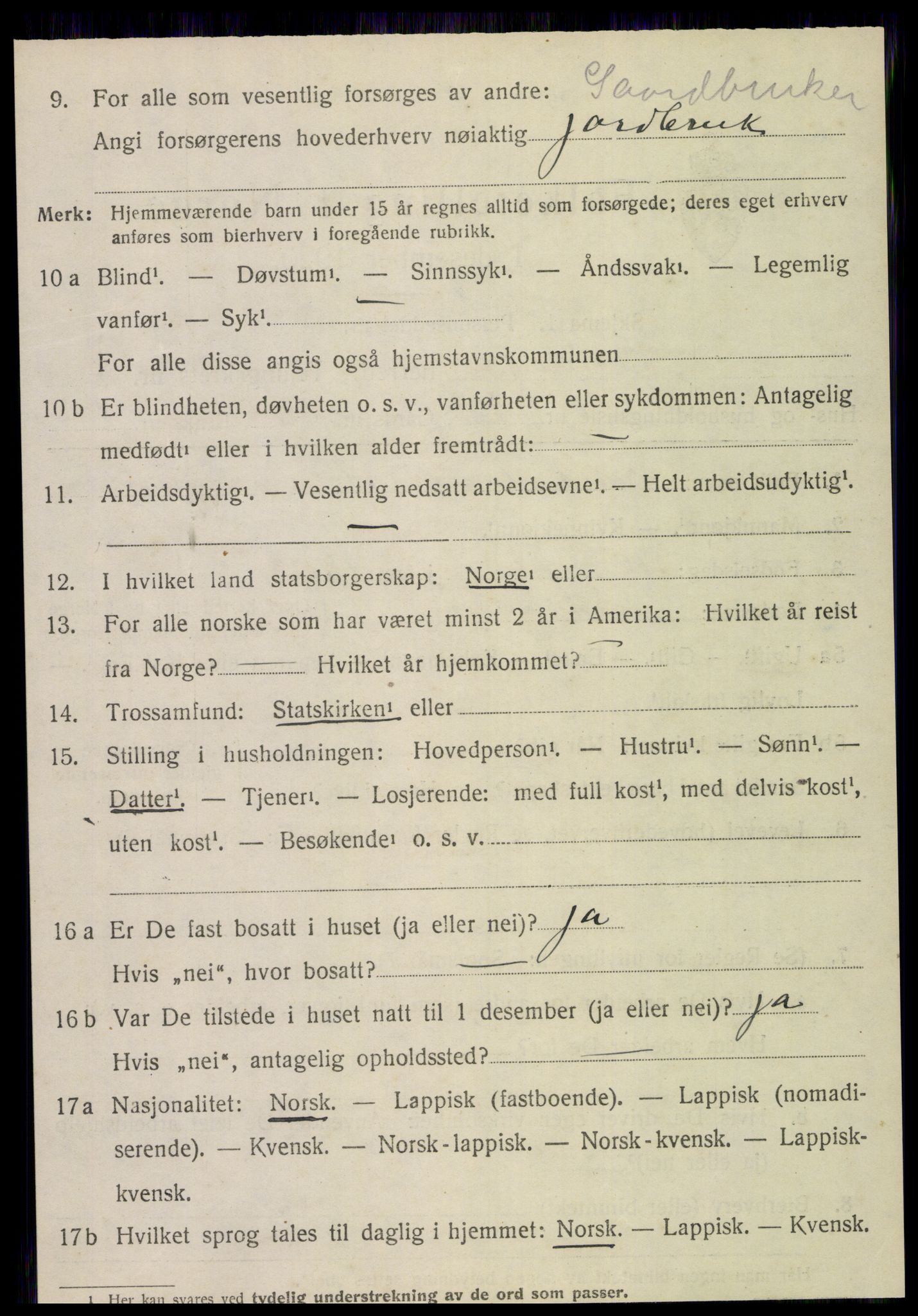 SAT, 1920 census for Snåsa, 1920, p. 3175