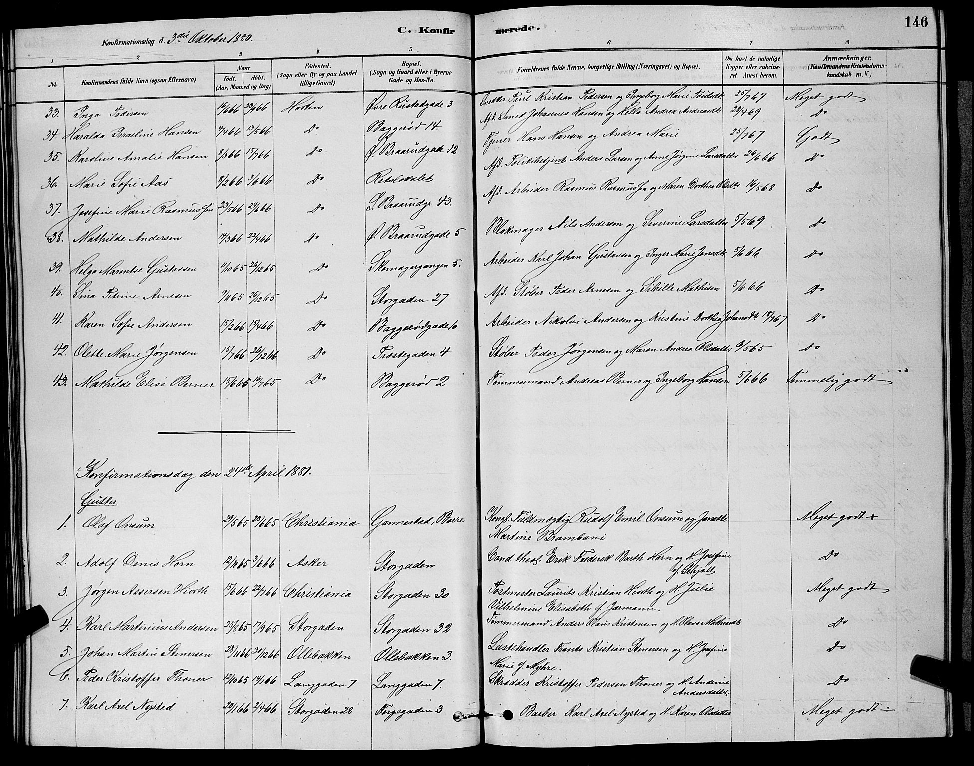 Horten kirkebøker, AV/SAKO-A-348/G/Ga/L0003: Parish register (copy) no. 4, 1878-1887, p. 146