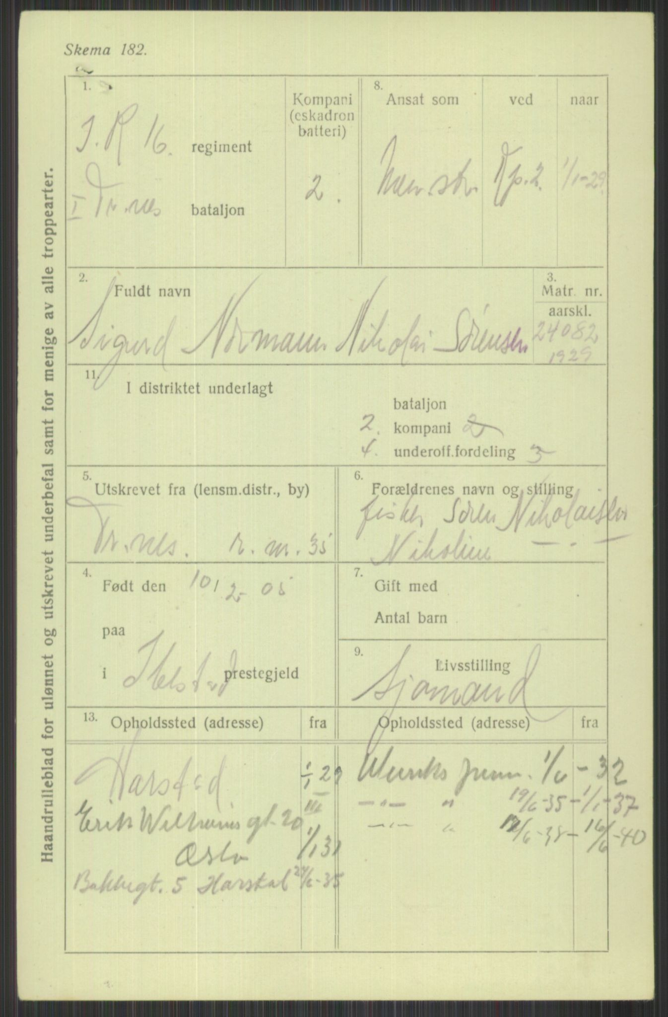 Forsvaret, Troms infanteriregiment nr. 16, AV/RA-RAFA-3146/P/Pa/L0013/0004: Rulleblad / Rulleblad for regimentets menige mannskaper, årsklasse 1929, 1929, p. 1251