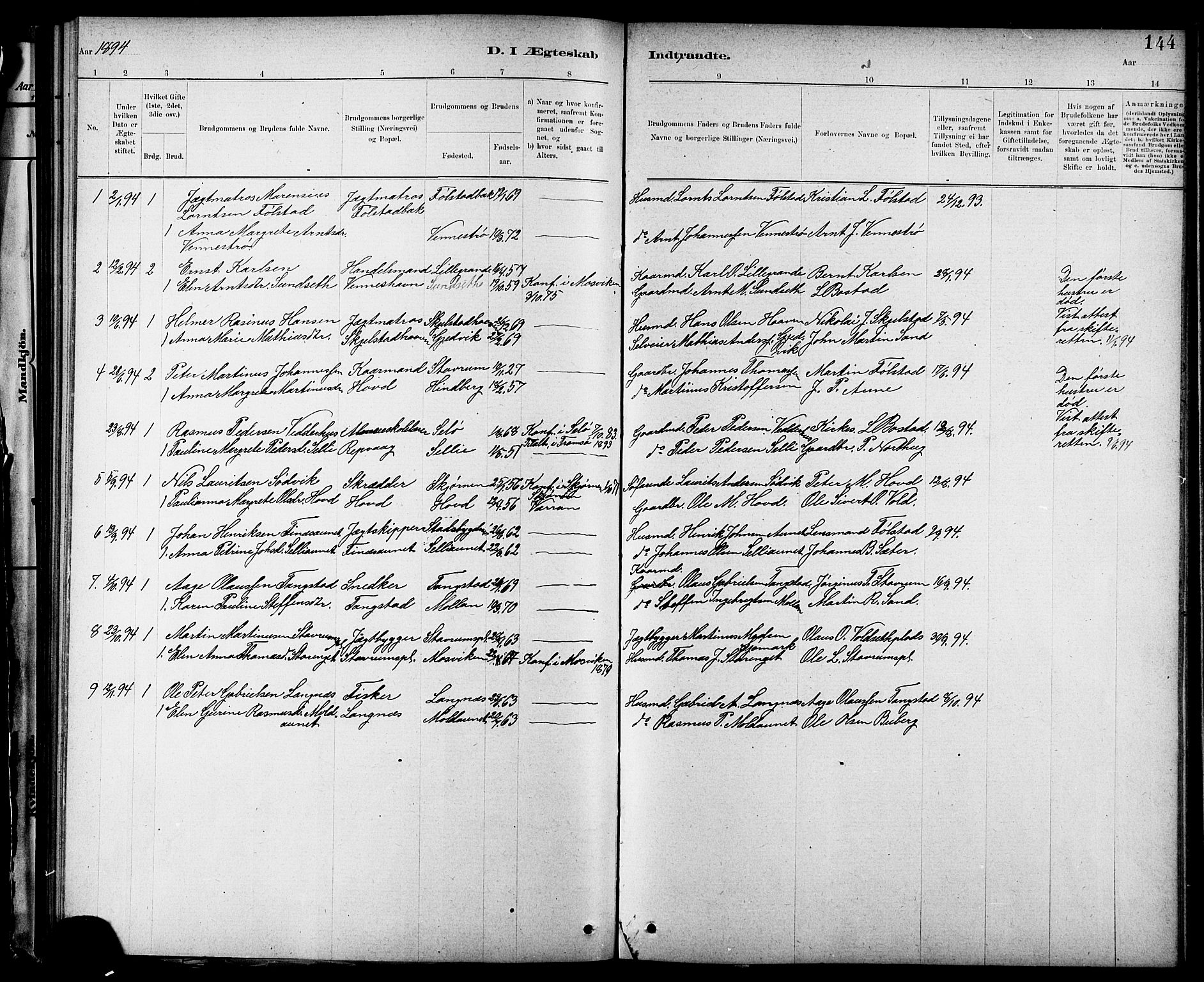 Ministerialprotokoller, klokkerbøker og fødselsregistre - Nord-Trøndelag, SAT/A-1458/744/L0423: Parish register (copy) no. 744C02, 1886-1905, p. 144
