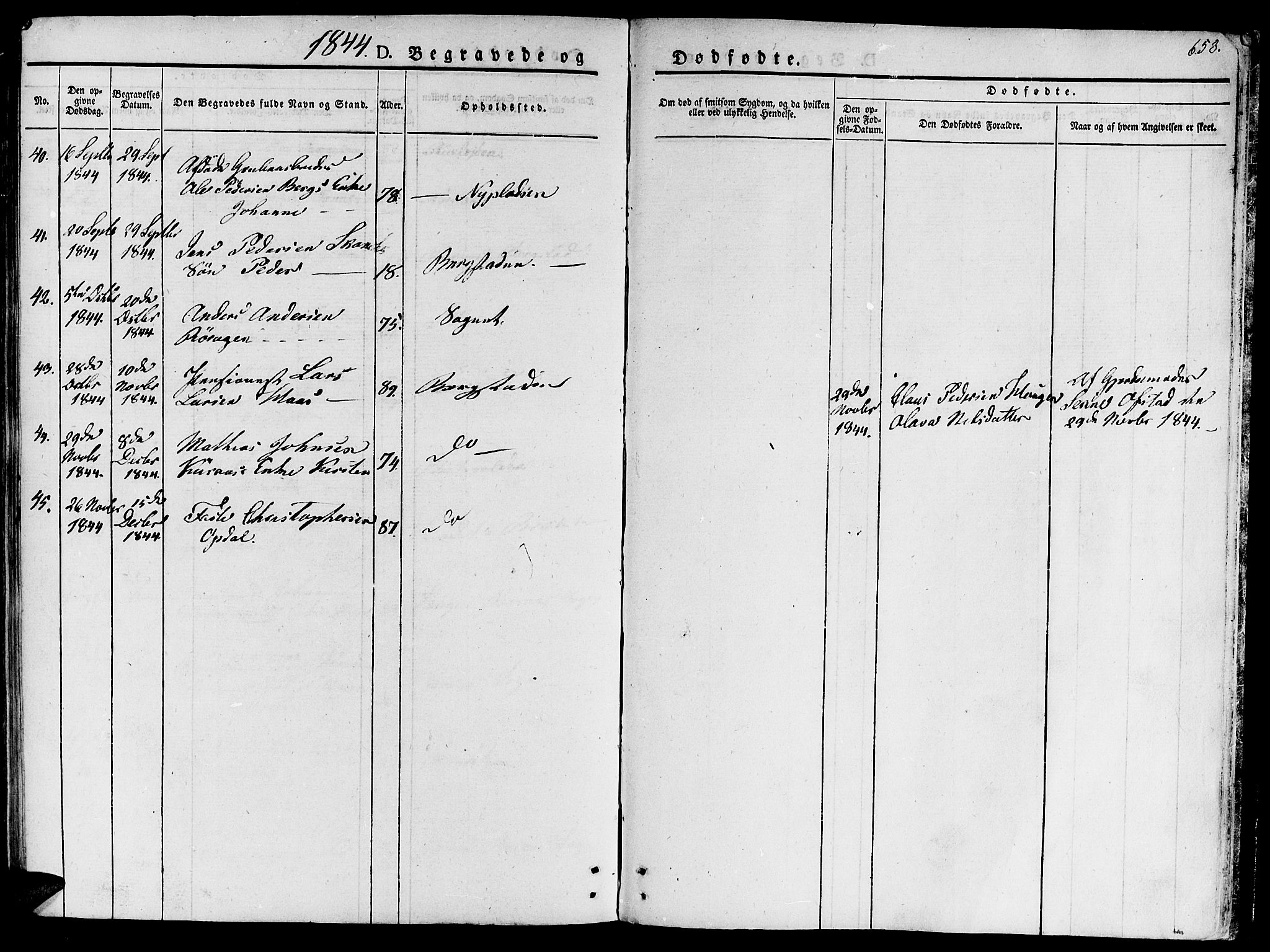 Ministerialprotokoller, klokkerbøker og fødselsregistre - Sør-Trøndelag, SAT/A-1456/681/L0930: Parish register (official) no. 681A08, 1829-1844, p. 658