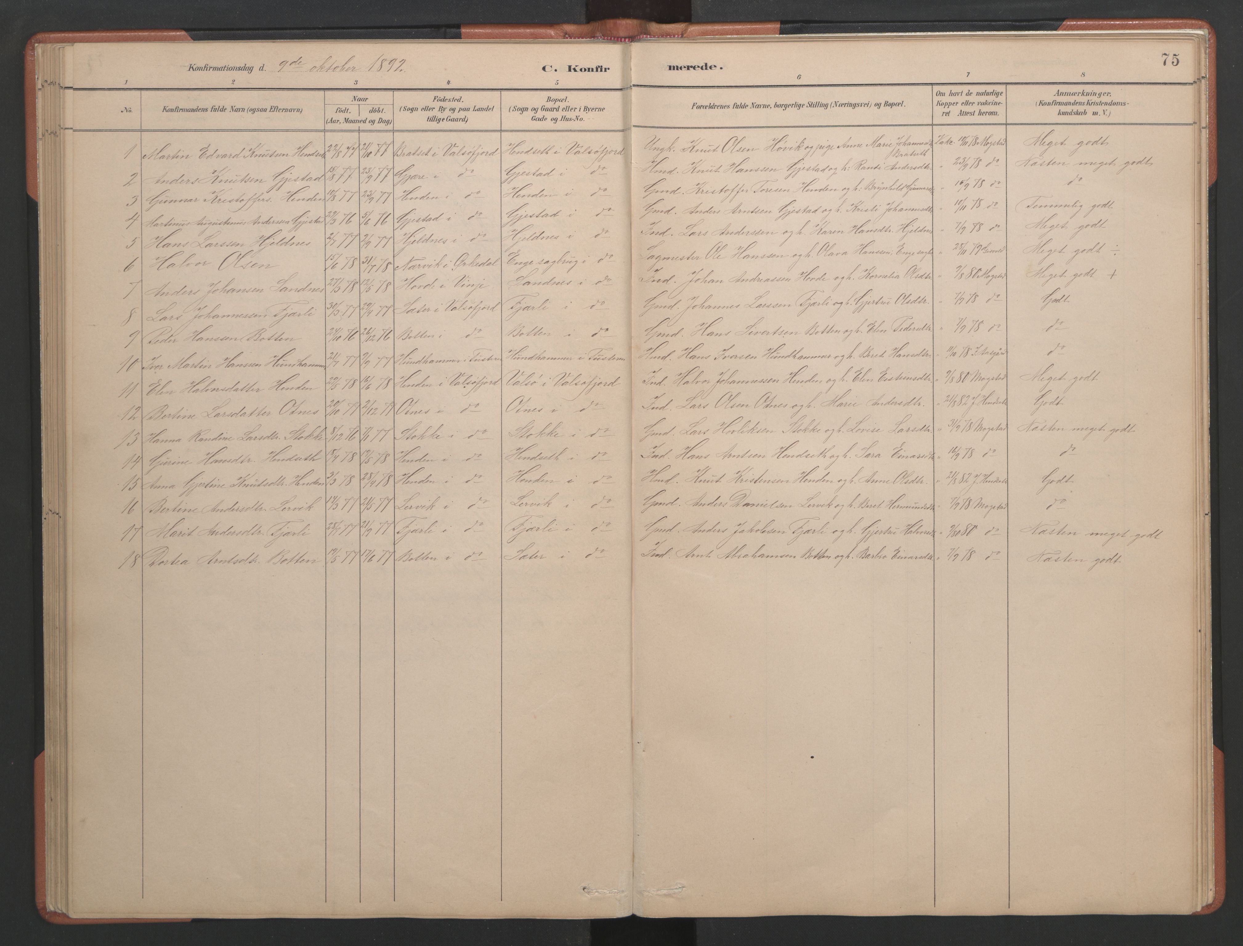 Ministerialprotokoller, klokkerbøker og fødselsregistre - Møre og Romsdal, AV/SAT-A-1454/580/L0926: Parish register (copy) no. 580C01, 1882-1903, p. 75