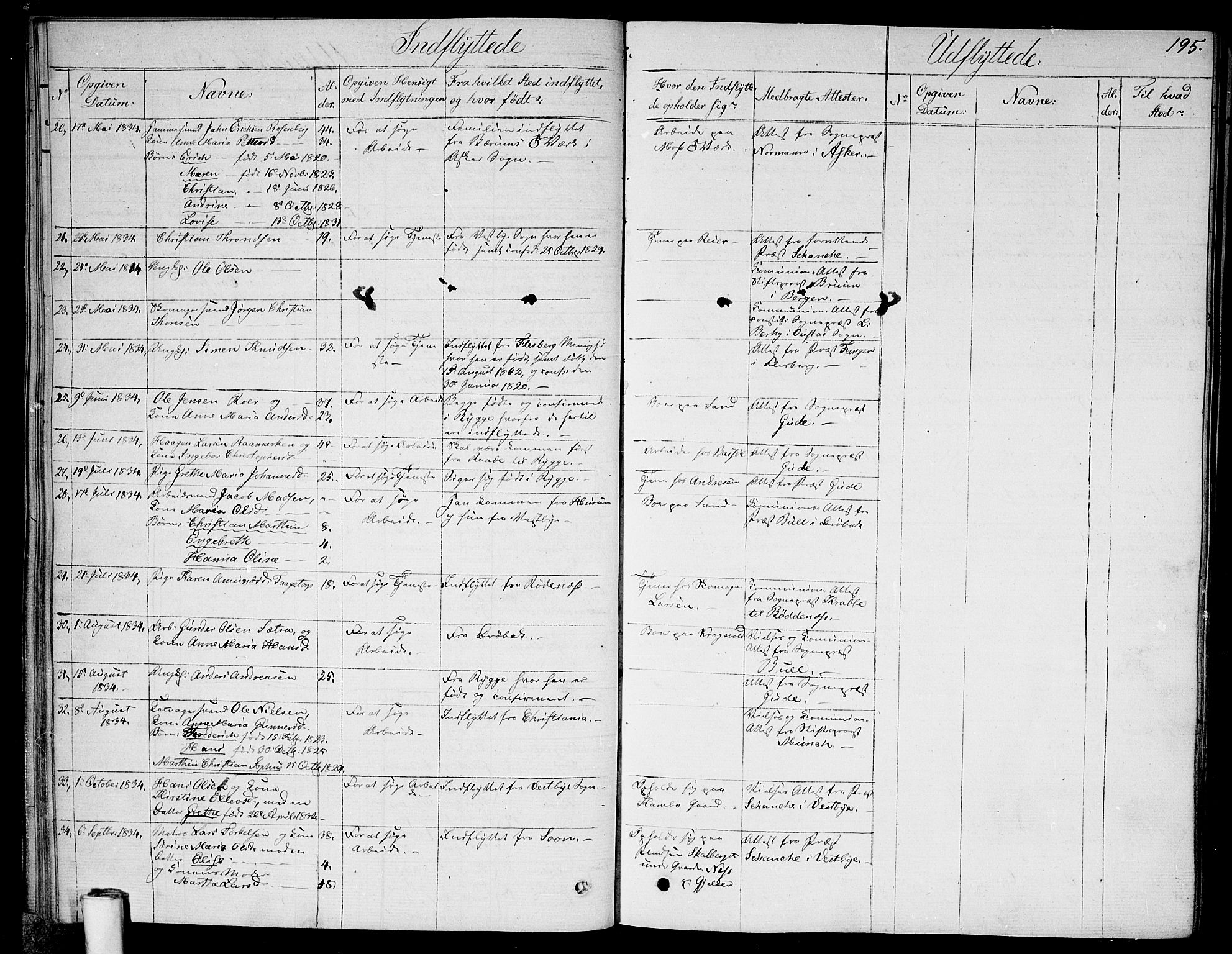 Moss prestekontor Kirkebøker, AV/SAO-A-2003/F/Fa/L0006: Parish register (official) no. I 6, 1829-1844, p. 195